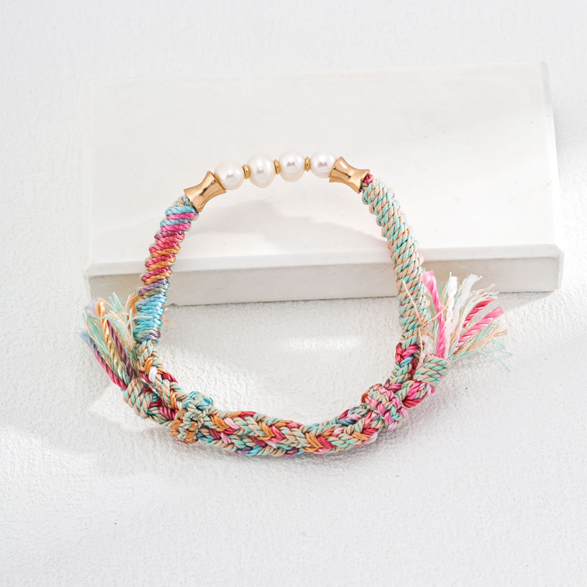Adjustable Summer Pearl Bracelet Hemp Rope Natural Pearls Chic-3