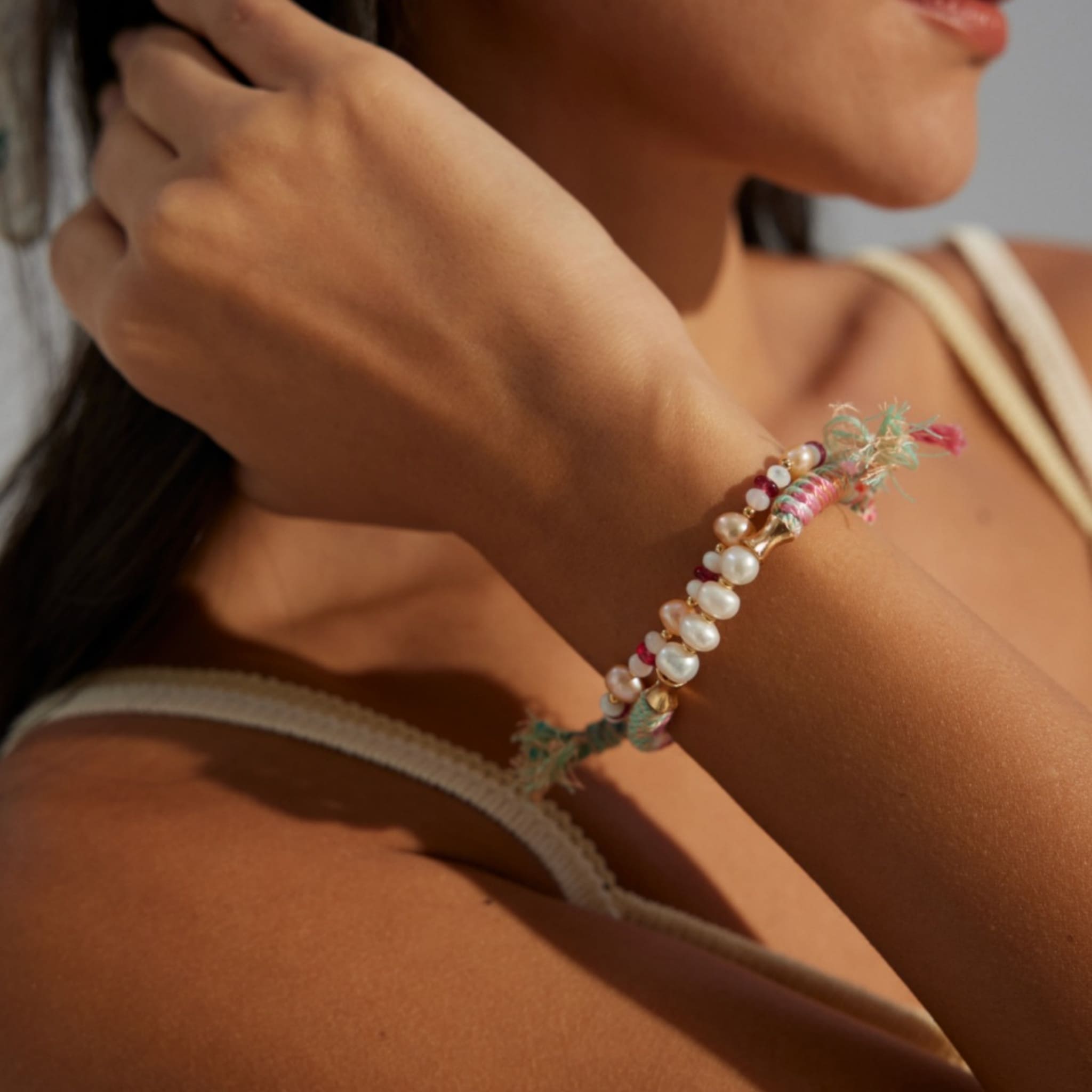 Adjustable Summer Pearl Bracelet Hemp Rope Natural Pearls Chic-4