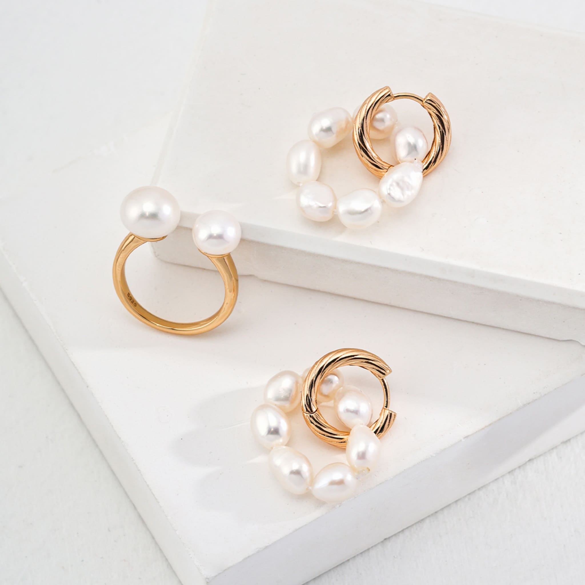Best Friend Matching Pearl Earrings Sterling Silver Vintage Gold-5