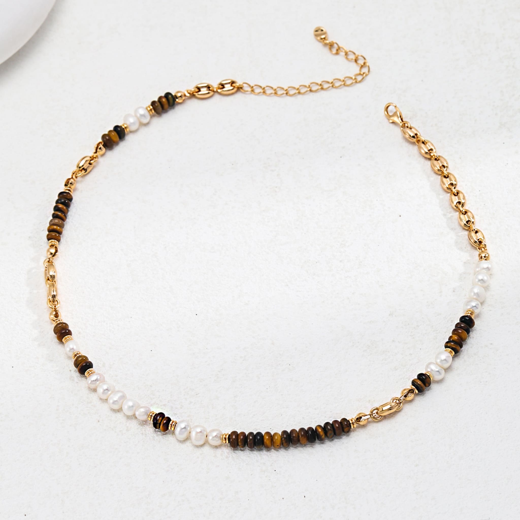 Tiger's Eye & Natural Pearl Necklace
