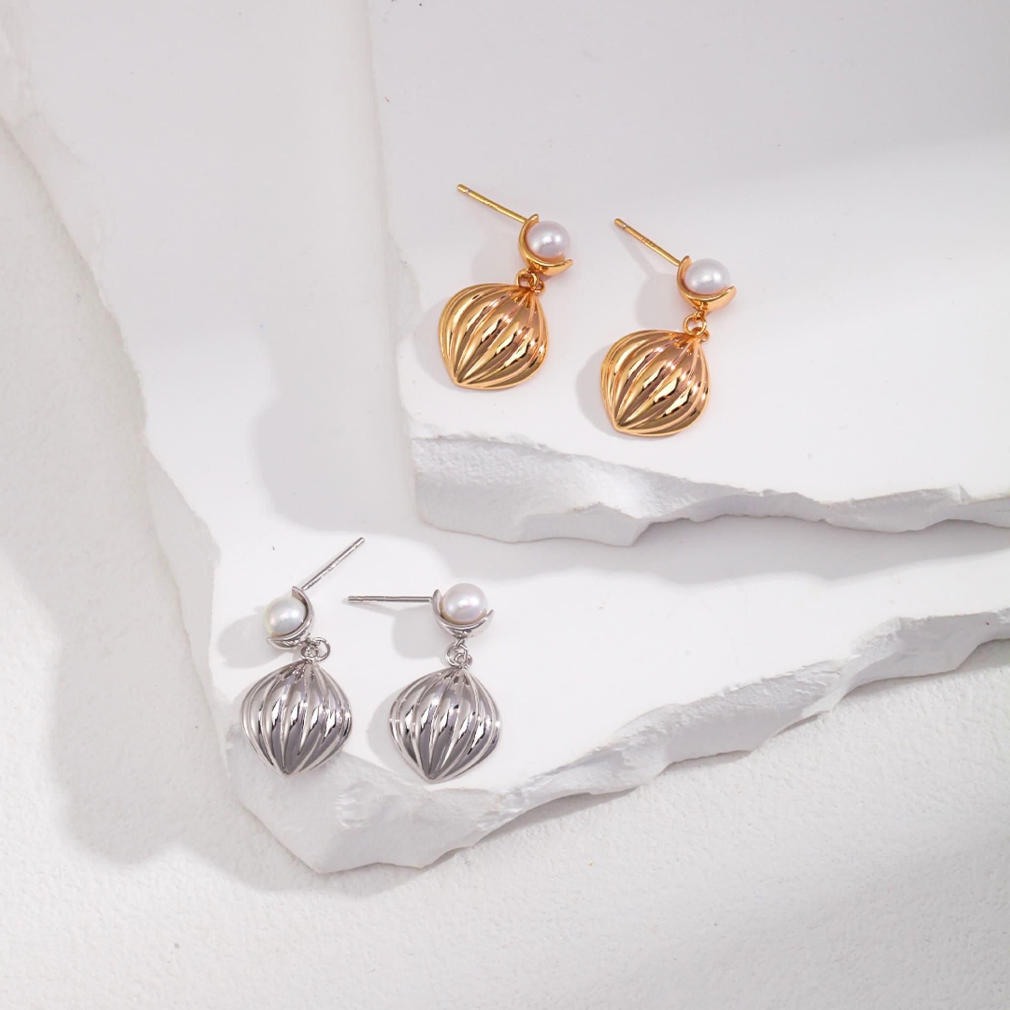 Sterling Silver Natural Pearl Earrings