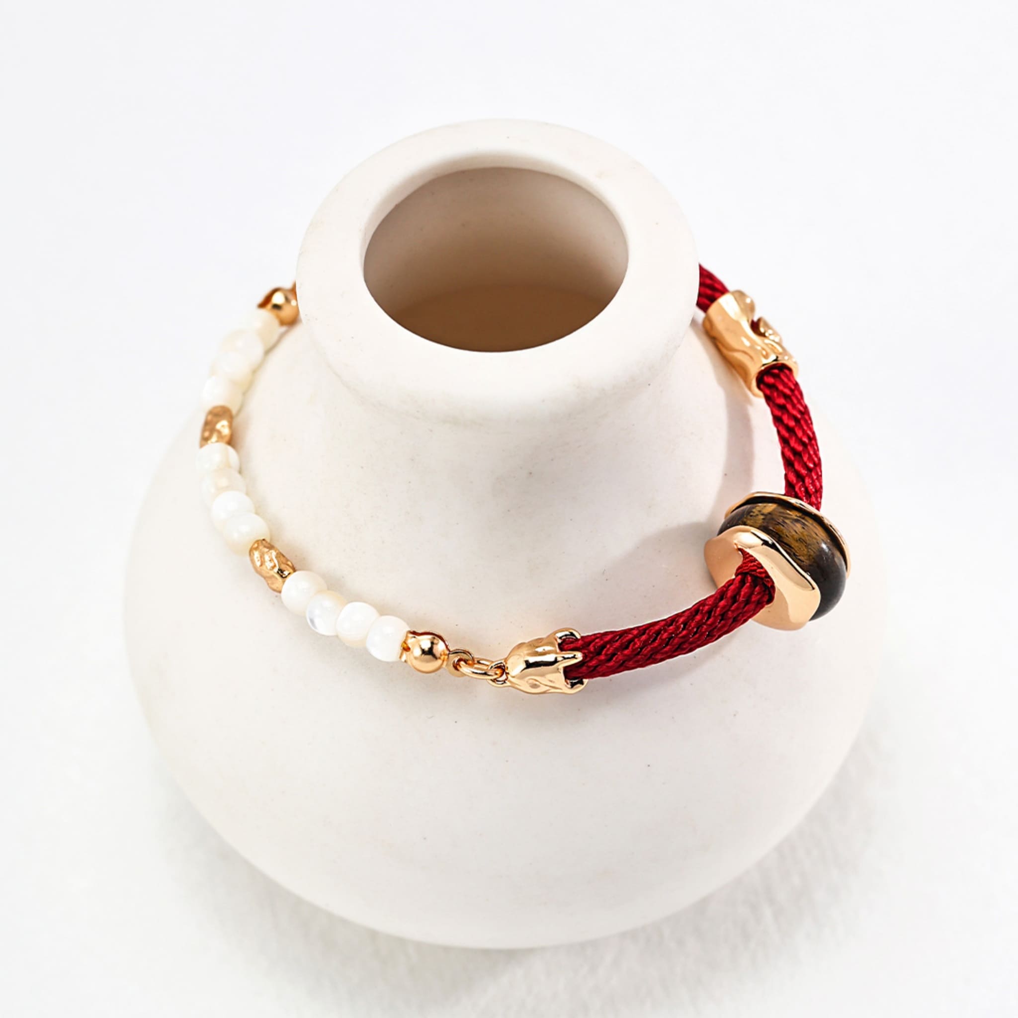 Empowerment Tiger Eye Bracelet for Anxiety Relief Stylish Silver Shell-3