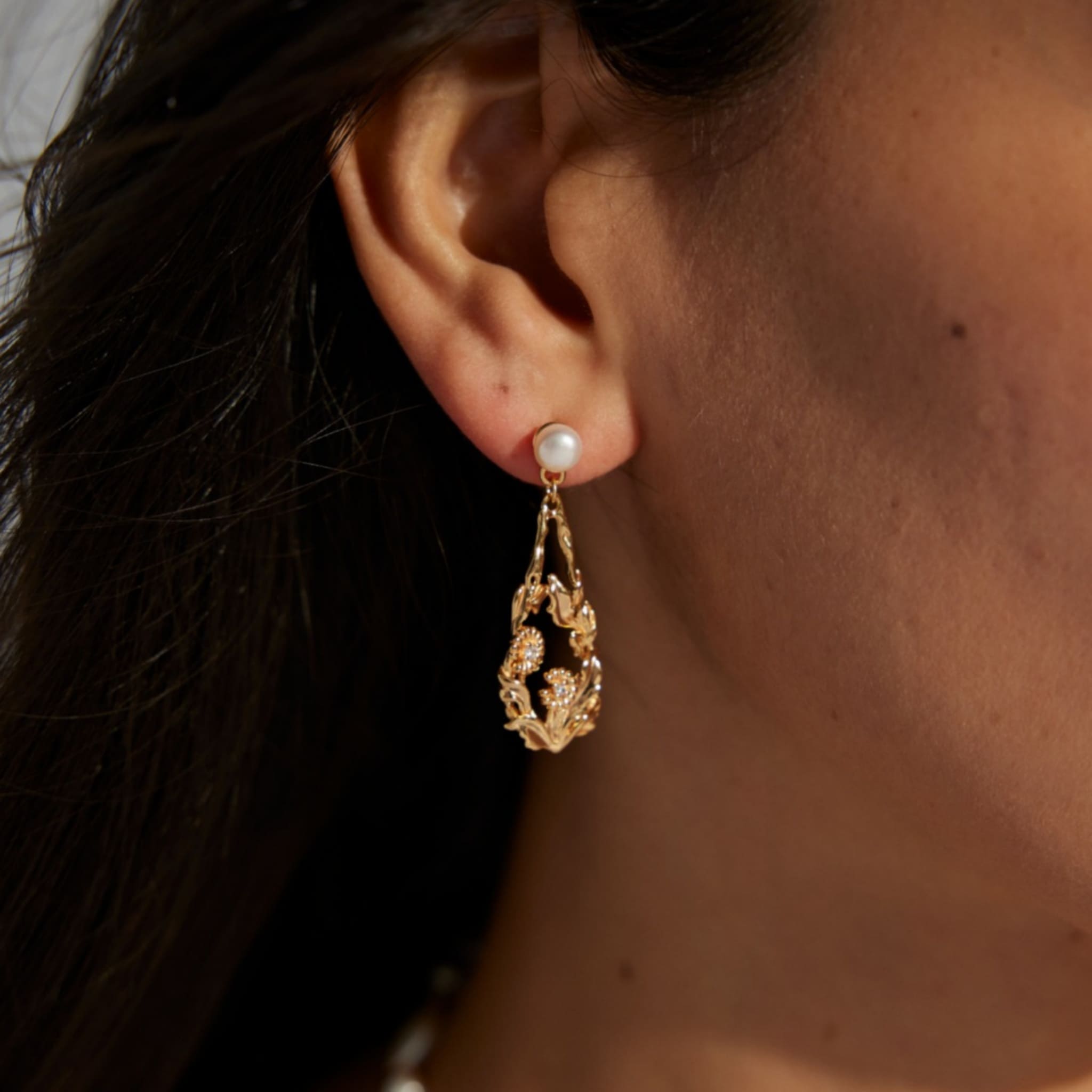 Floral Pearl Earrings Perfect for Spring Weddings and Gifts-5