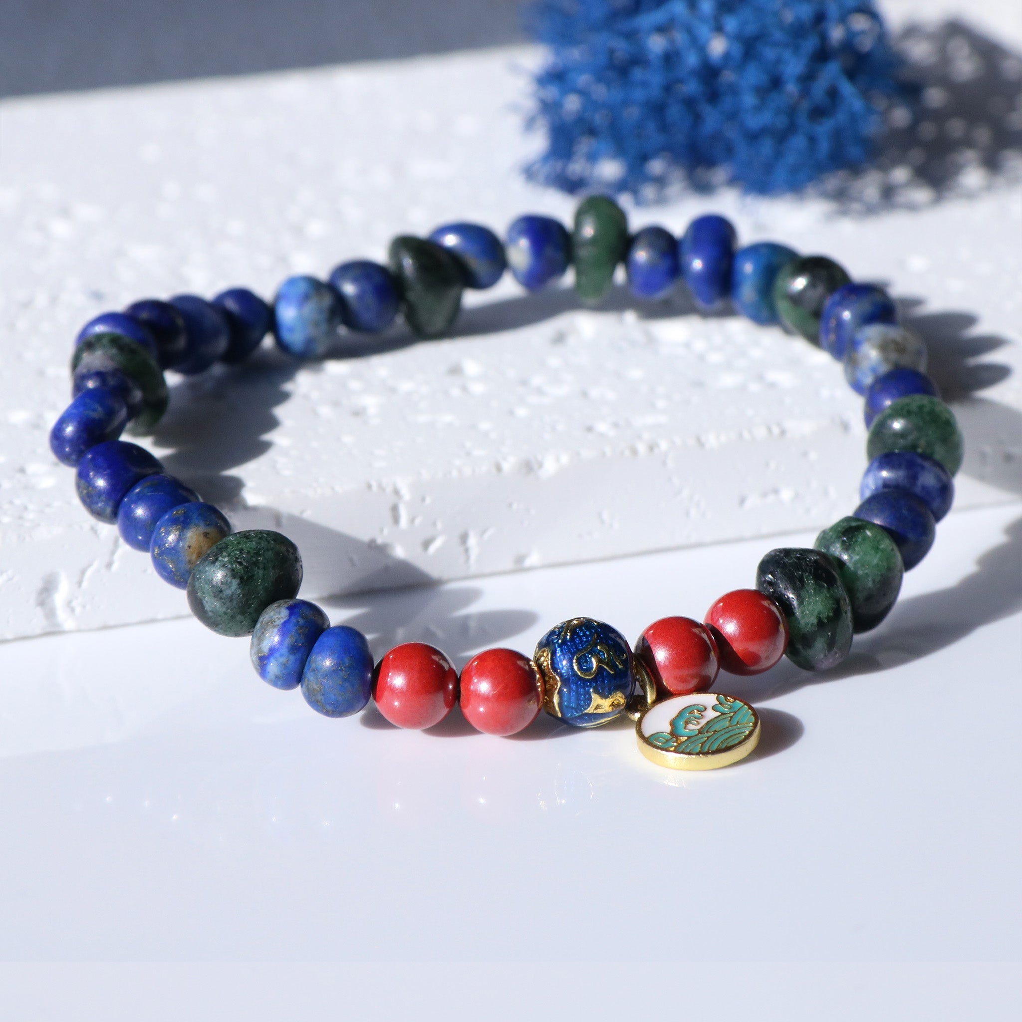 Lapis Lazuli and Cinnabar Gift Bracelet for Her Inner Strength-3
