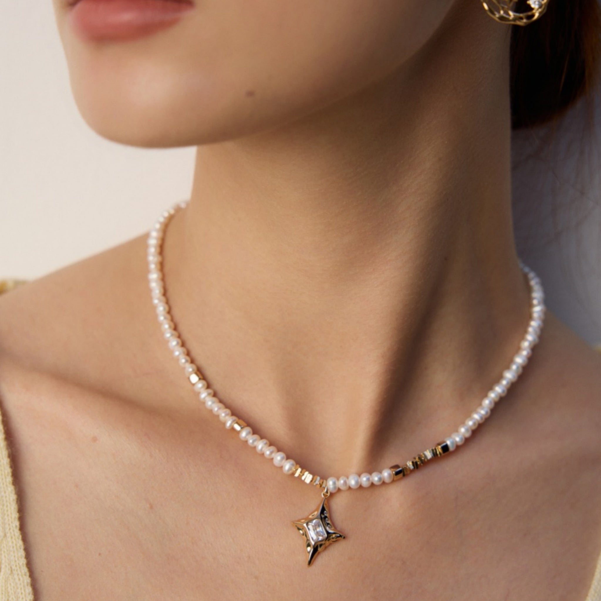 Natural Pearl Necklace with Zircon Pendant 925 Silver Elegant Jewelry-4