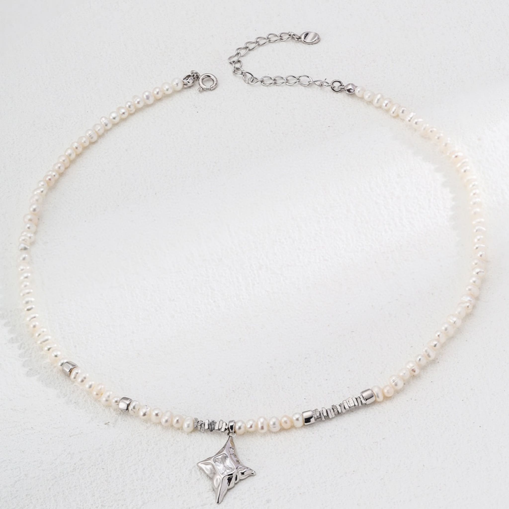 Natural Pearl Necklace with Zircon Pendant 925 Silver Elegant Jewelry-5