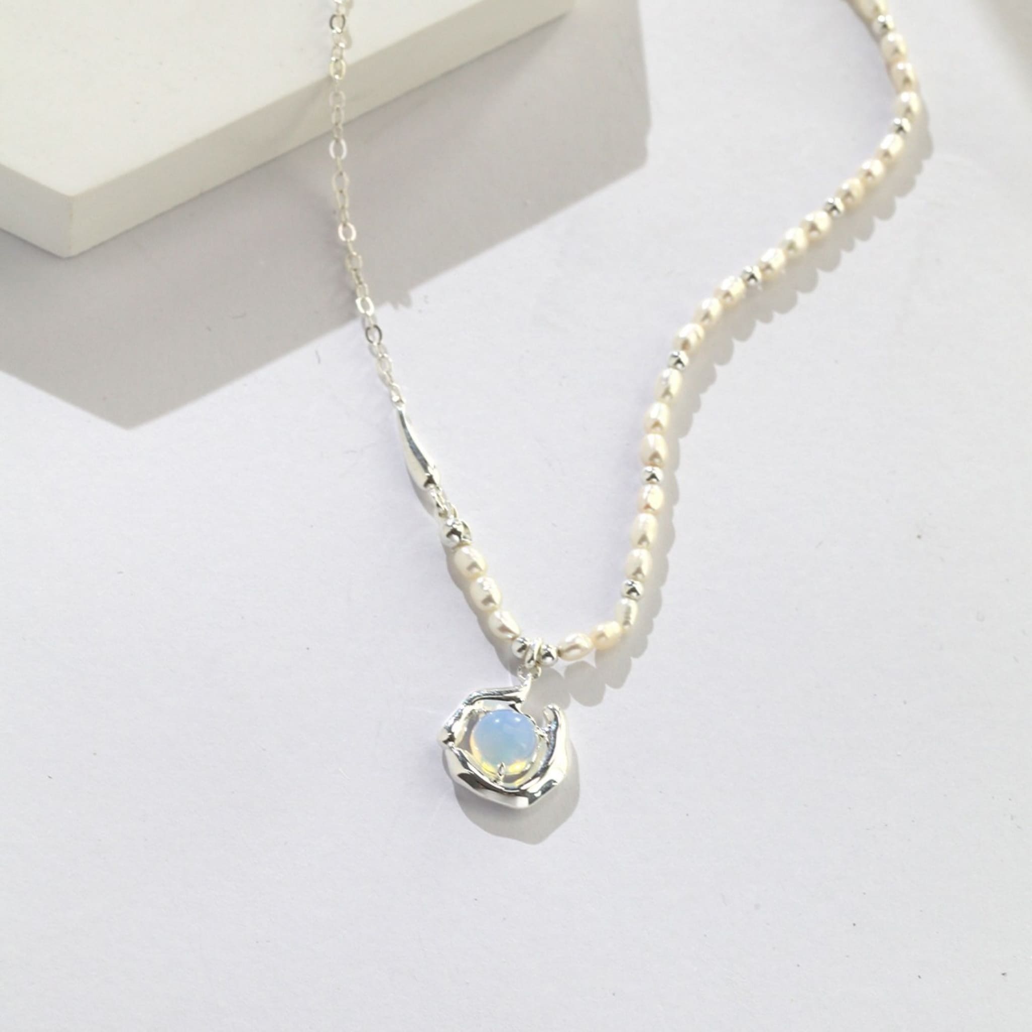 Opal Pendant Necklace Nature Inspired Elegant Gift for Girlfriend-3
