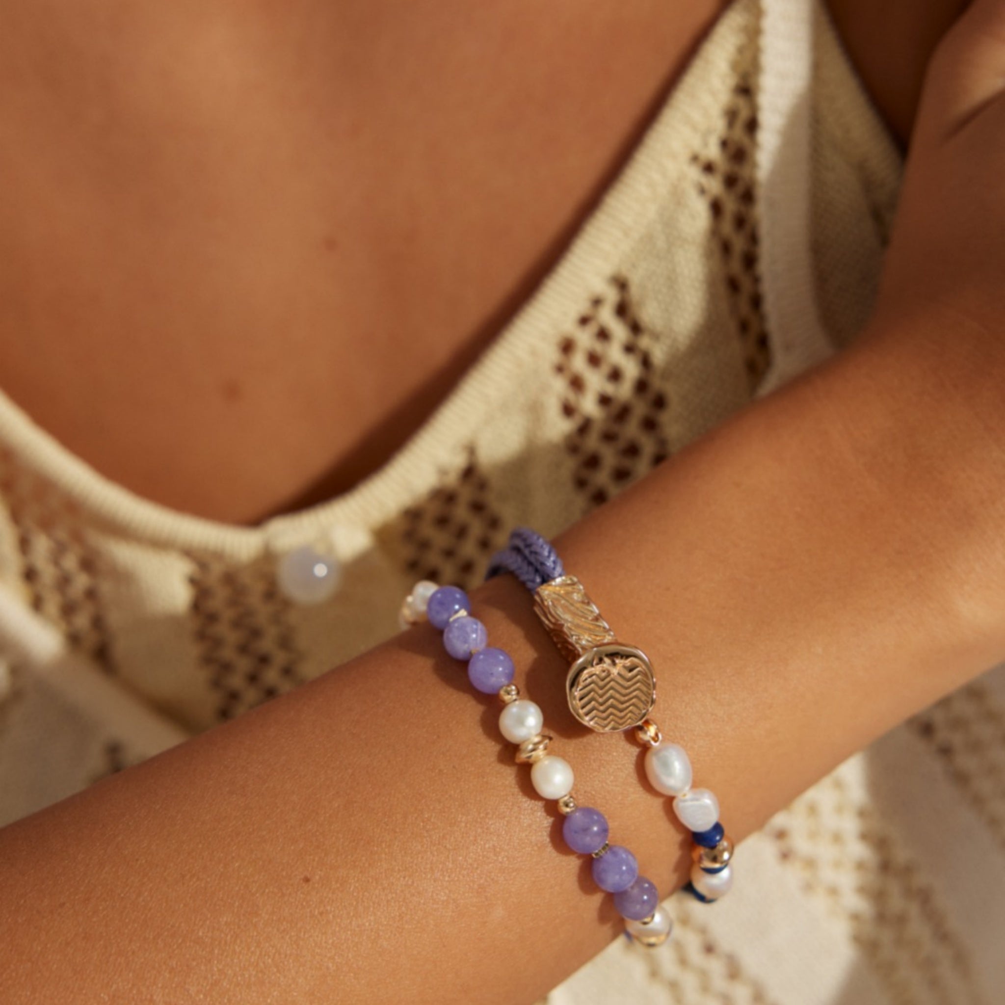 Lilac Serenity Natural Pearl Kunzite Bracelet for Calm Elegance