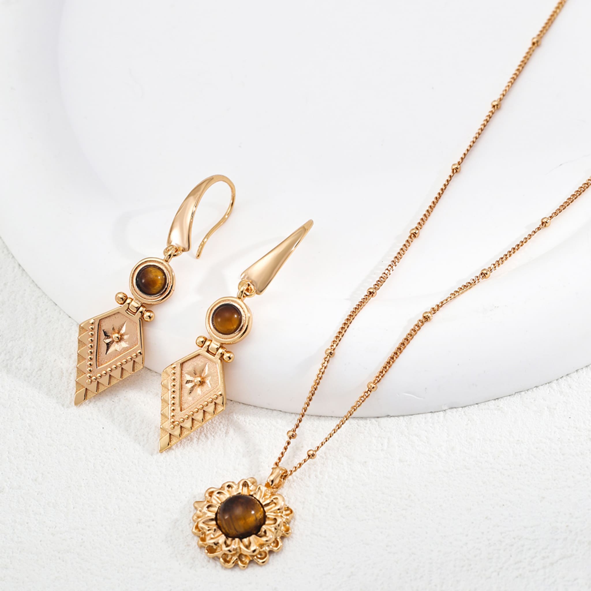 Statement Tiger Eye Earrings for Confident Sales Leaders-3