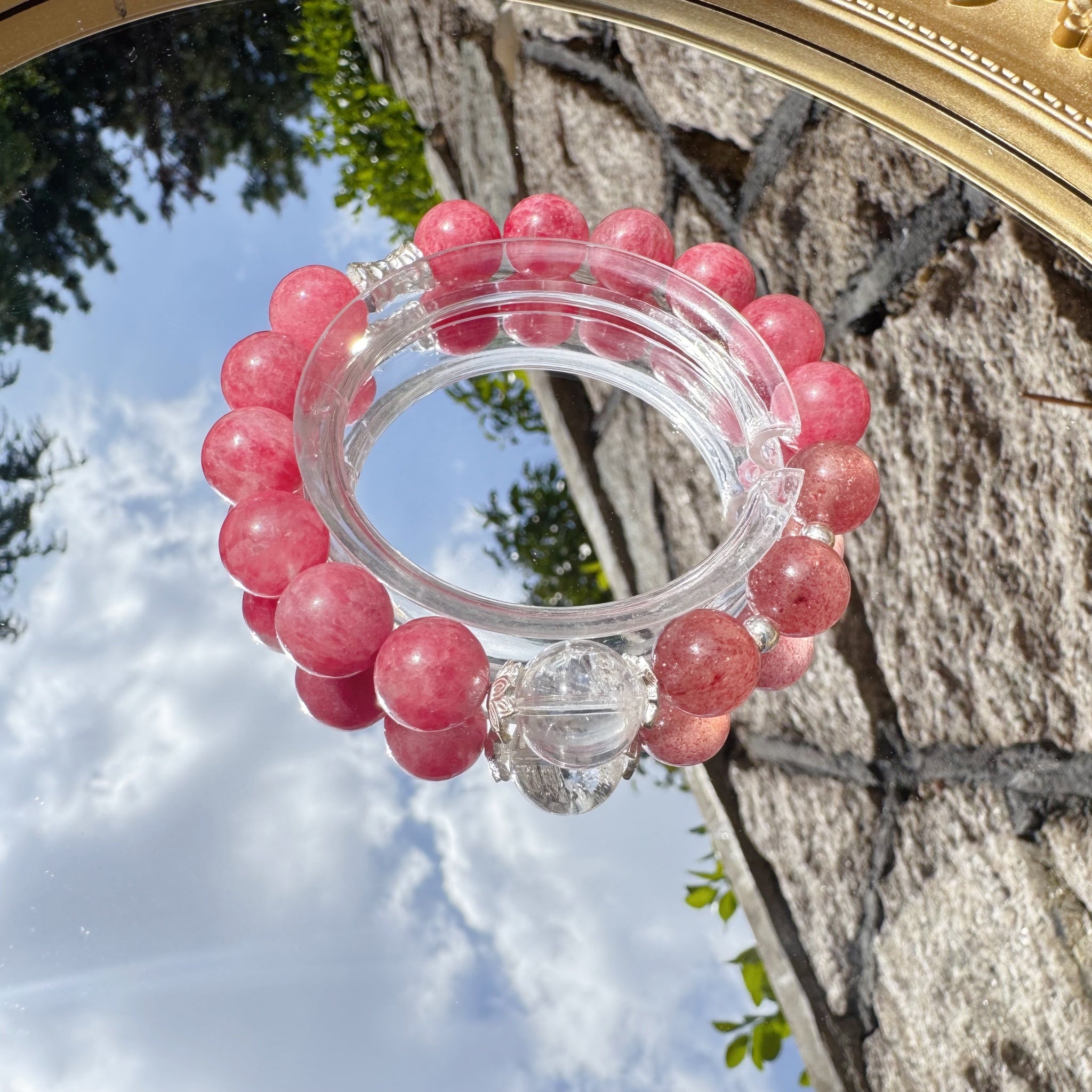 Strawberry Quartz Rhodonite Bracelet Romantic Gift for Her Perfect for Daily Wear-3