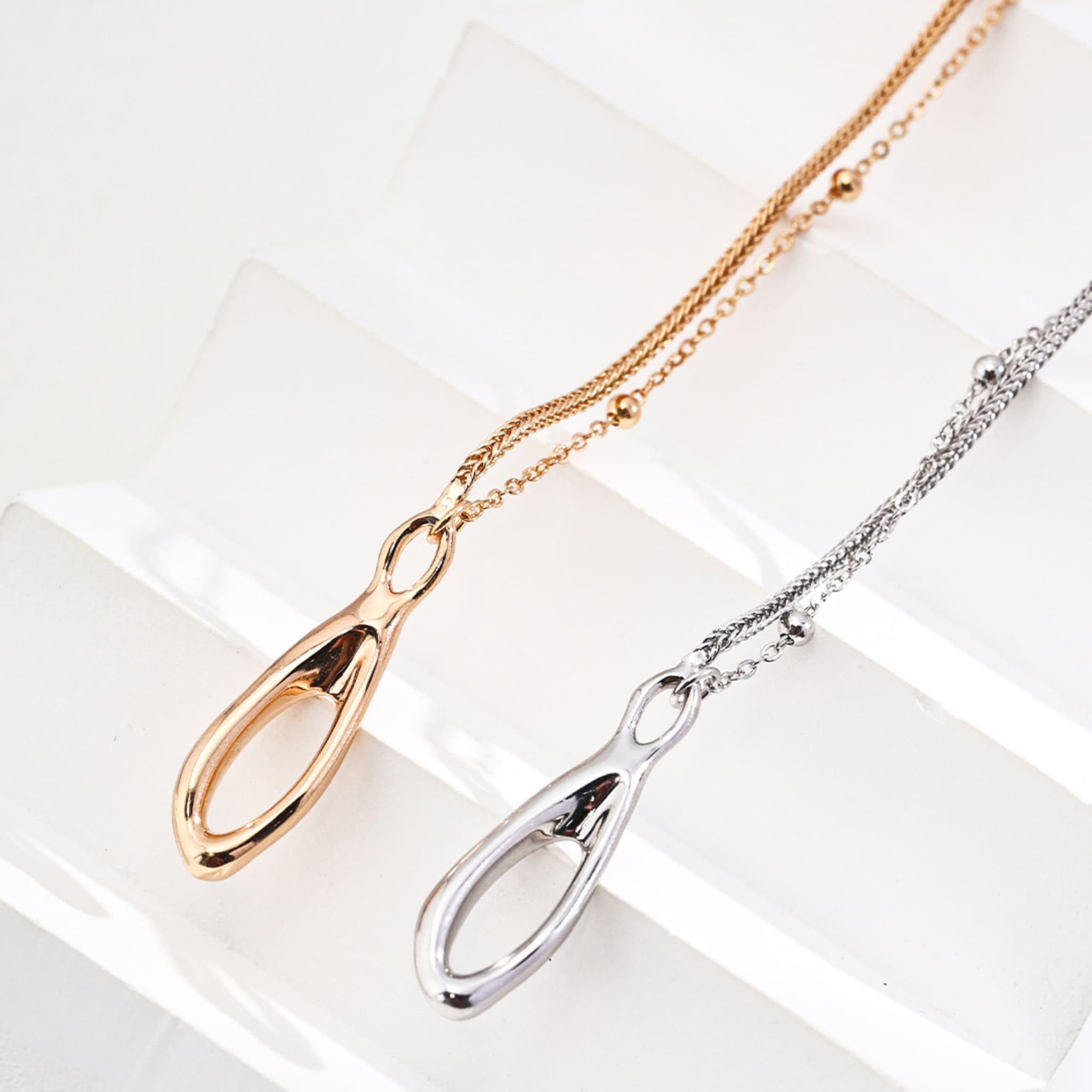 Trendy Double Chain Bracelet 925 Sterling Silver 18K Gold Plated Elegant Layered Style-3