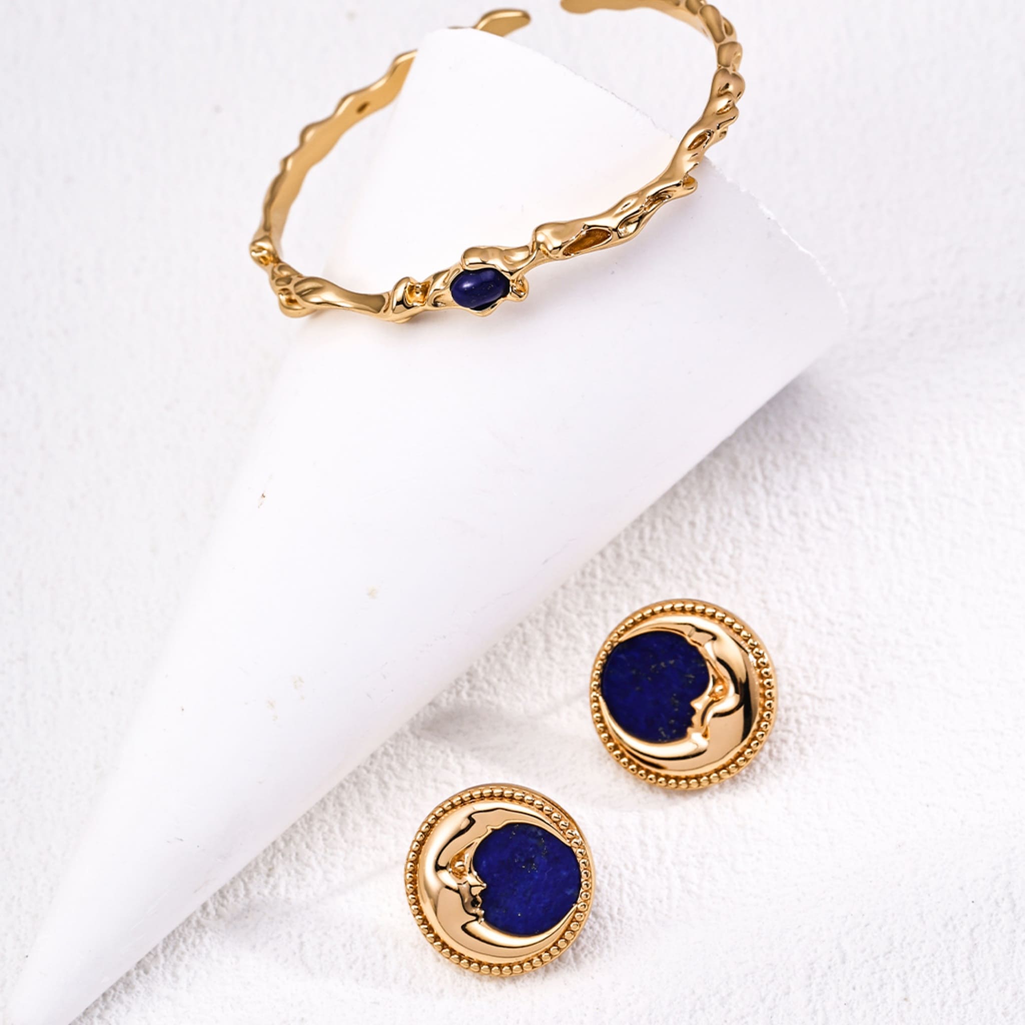 Trendy New Arrival Women’s Jewelry Lapis Lazuli Gold Earrings Casual Chic Style-3
