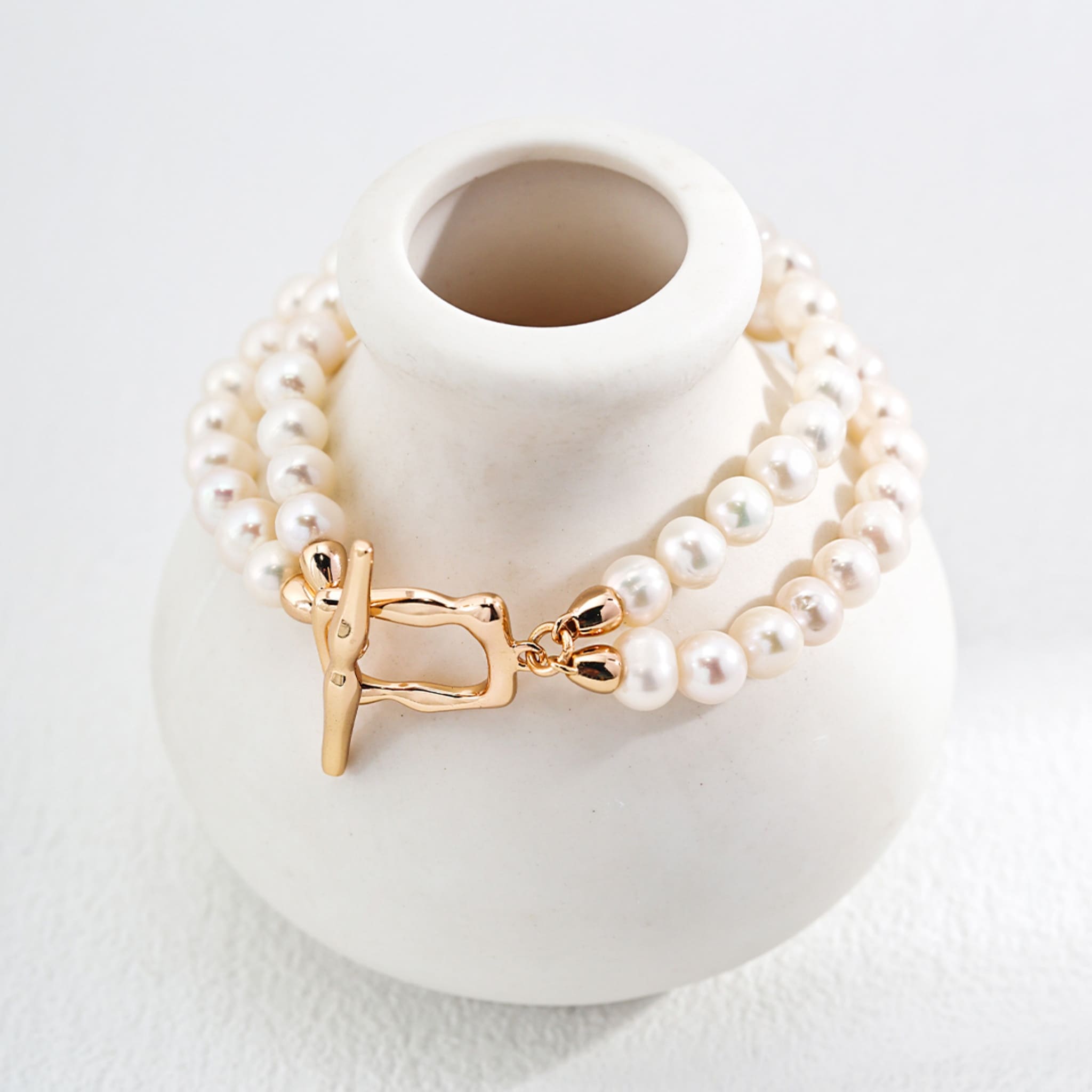 Vintage Gold Natural Pearl Bracelet for Women Elegant 18K Sterling Silver-3