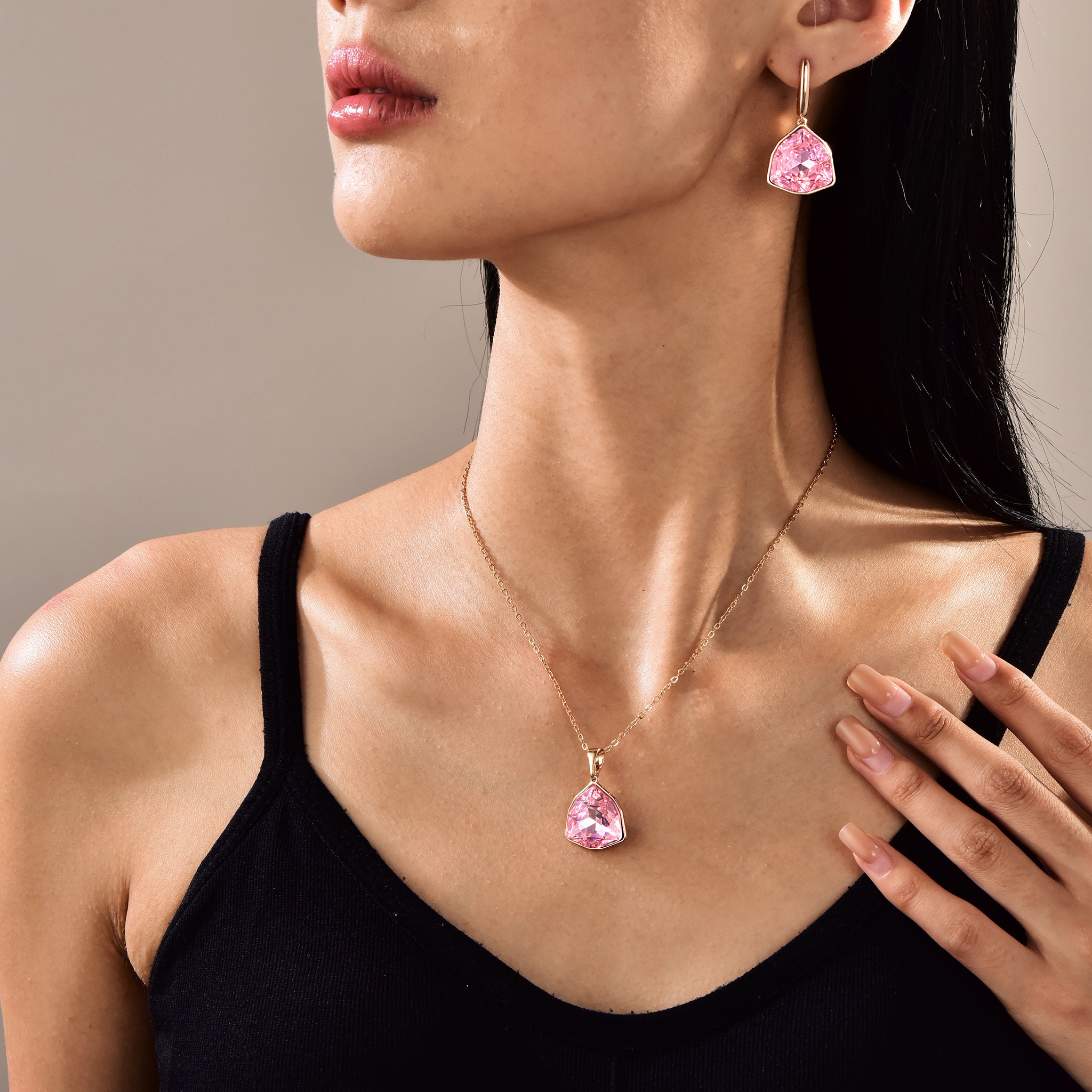 Elegant Austrian Crystal Necklace and Earrings Set Gift for Her Birthday-2