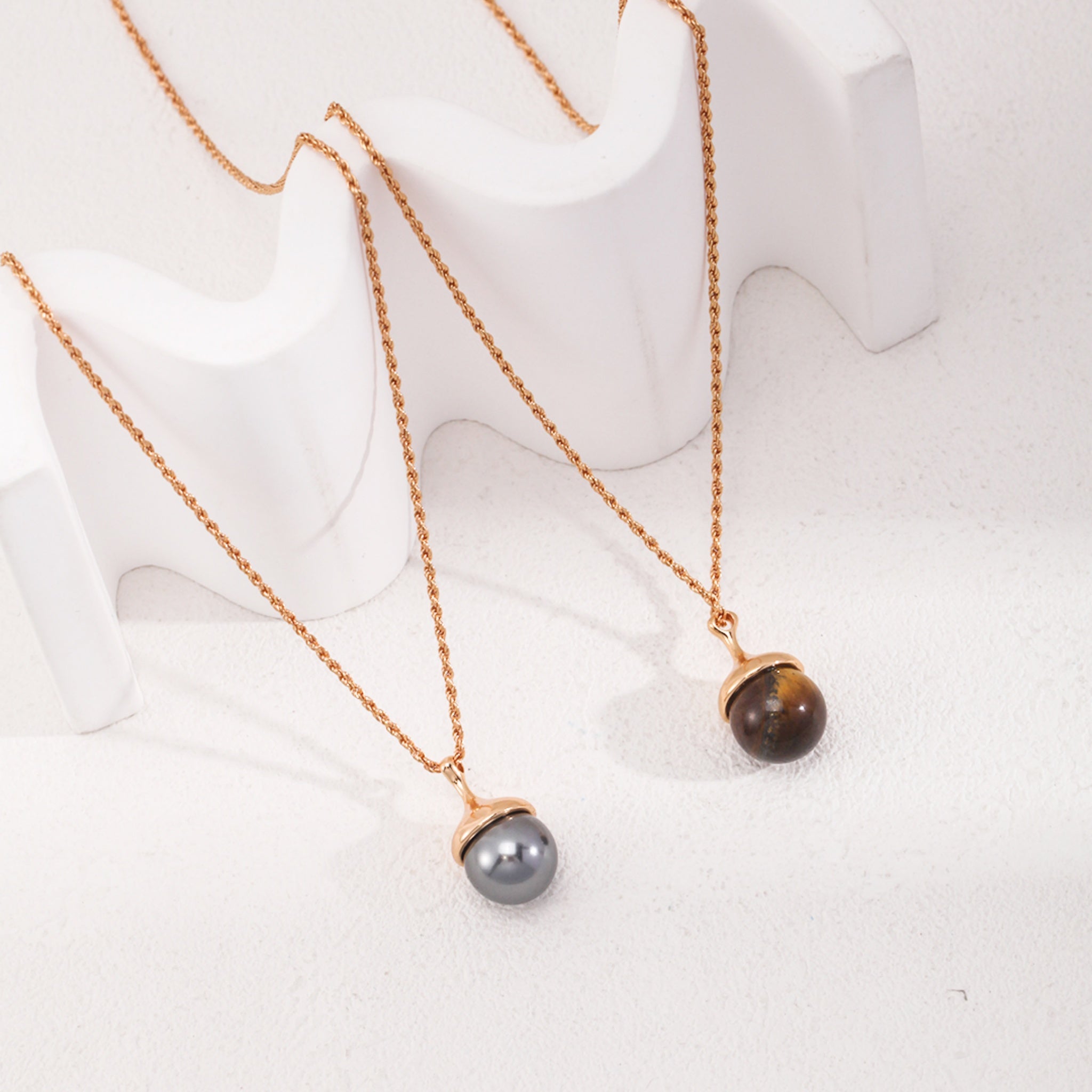 Affordable Minimalist Necklace Shell Pearl or Tiger’s Eye Elegant Daily Wear-1