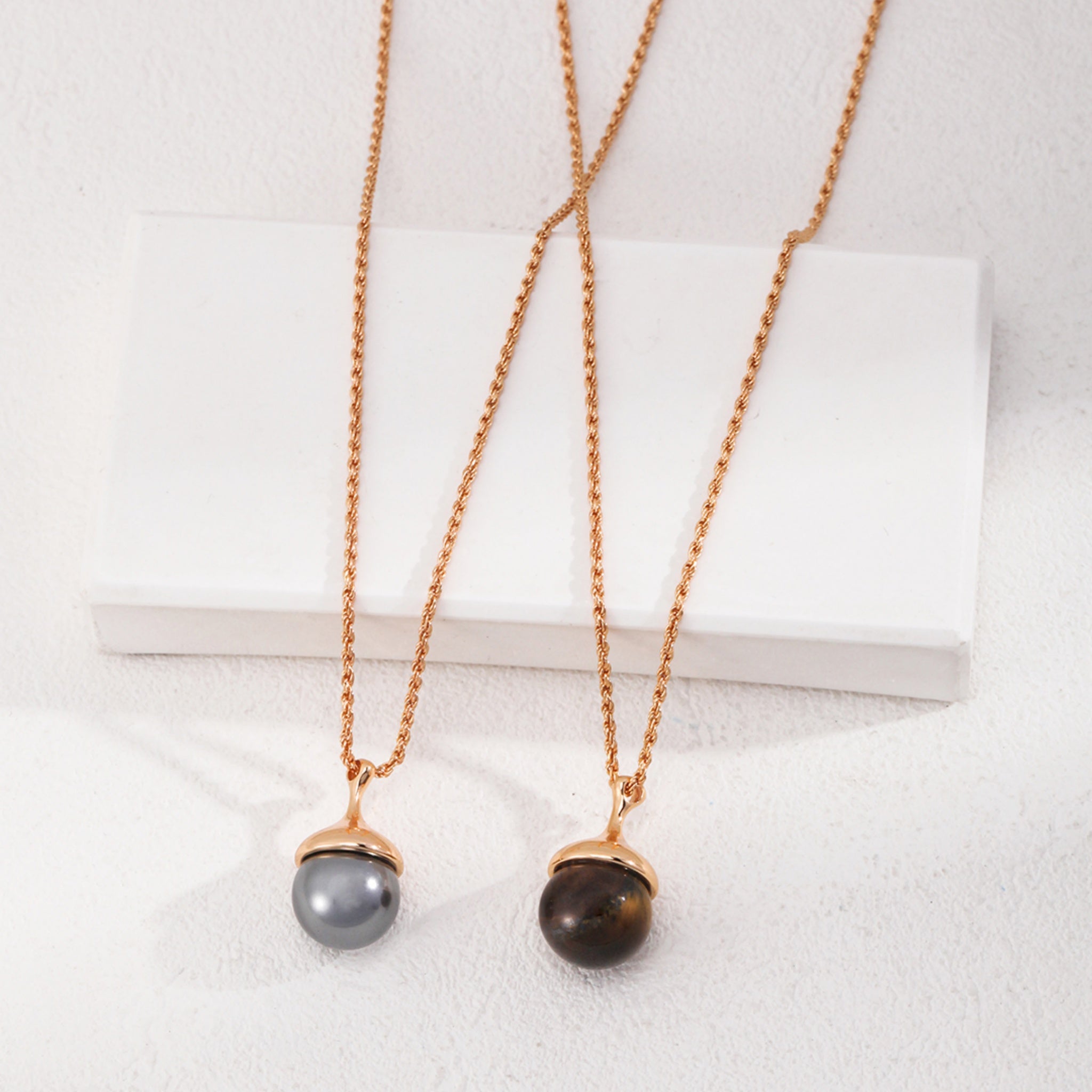 Affordable Minimalist Necklace Shell Pearl or Tiger’s Eye Elegant Daily Wear-3