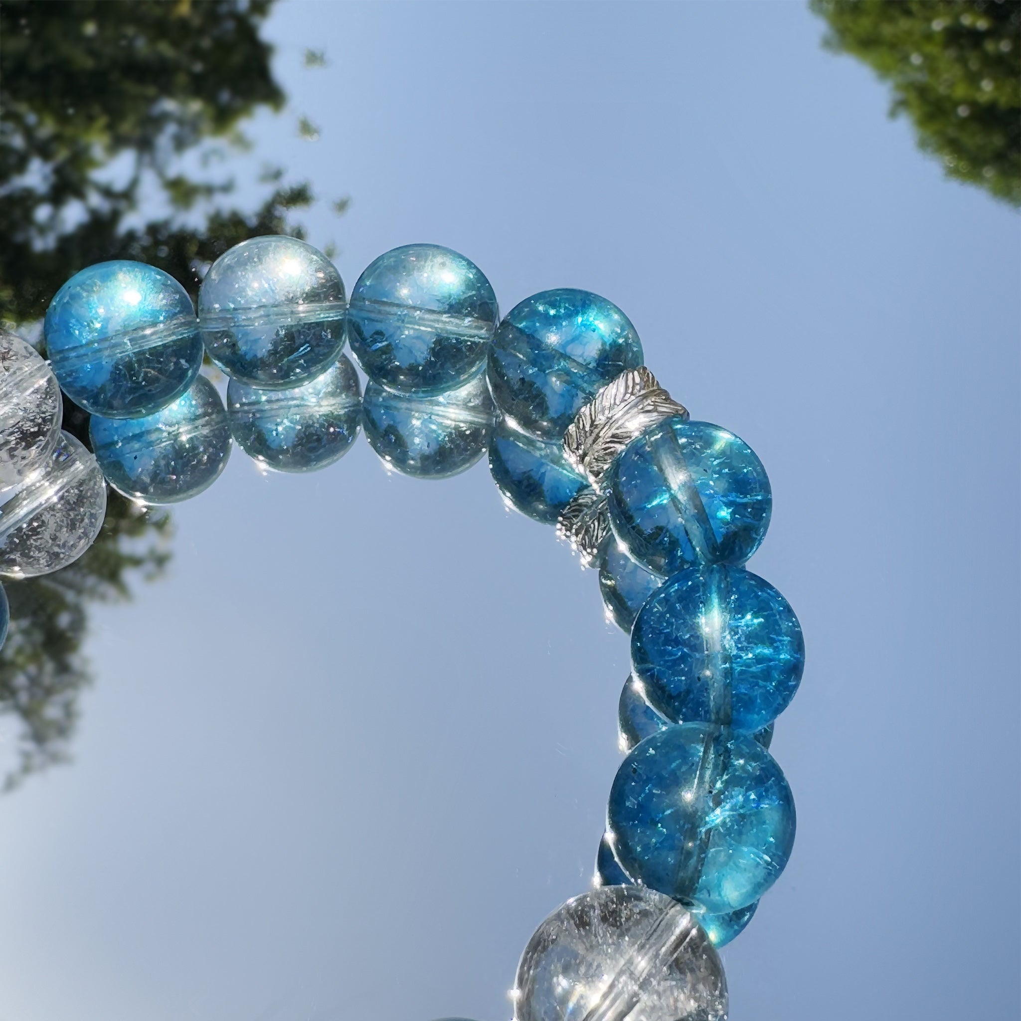 Blue Phantom Quartz Clear Quartz Bracelet for Calm and Clarity-4