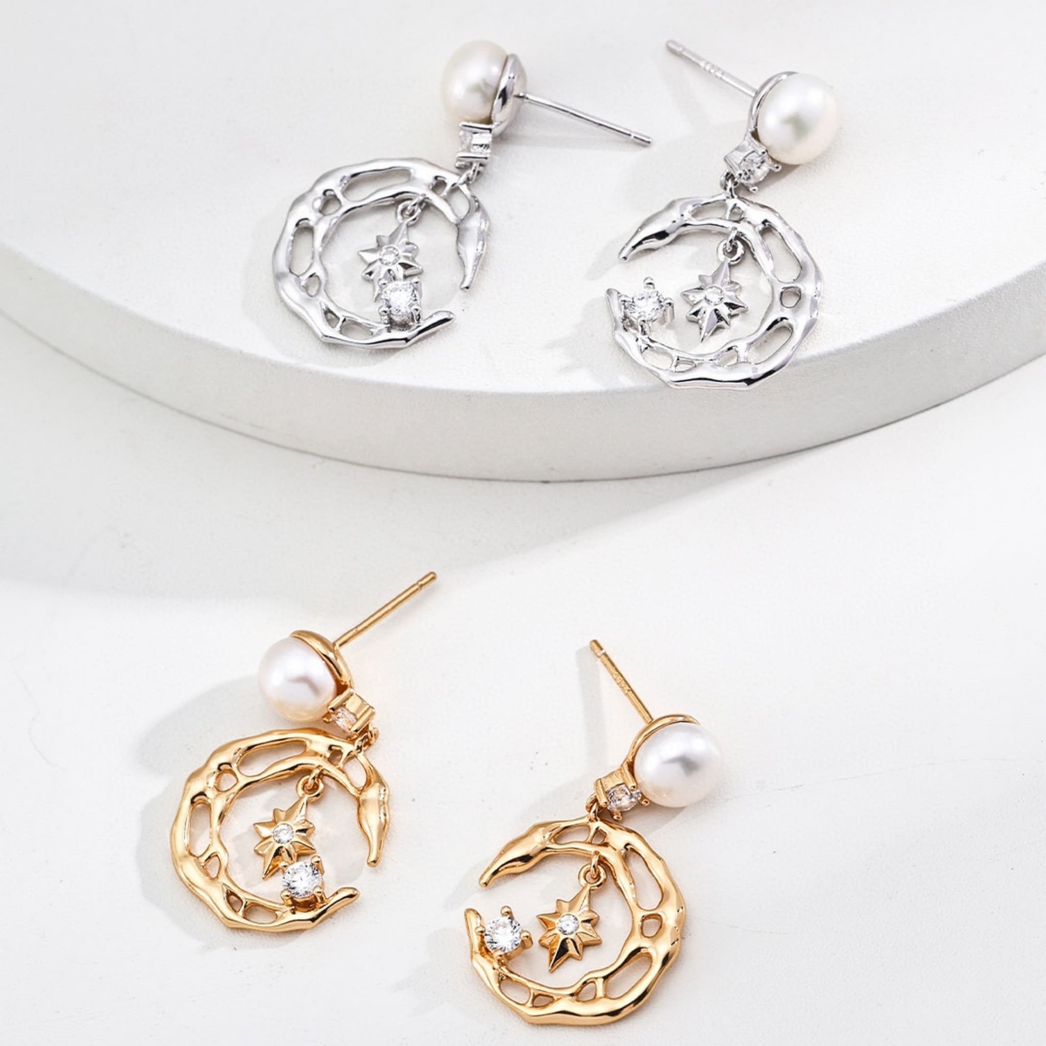 Celestial Natural Pearl Earrings for Summer Fresh Everyday Vintage Look-1