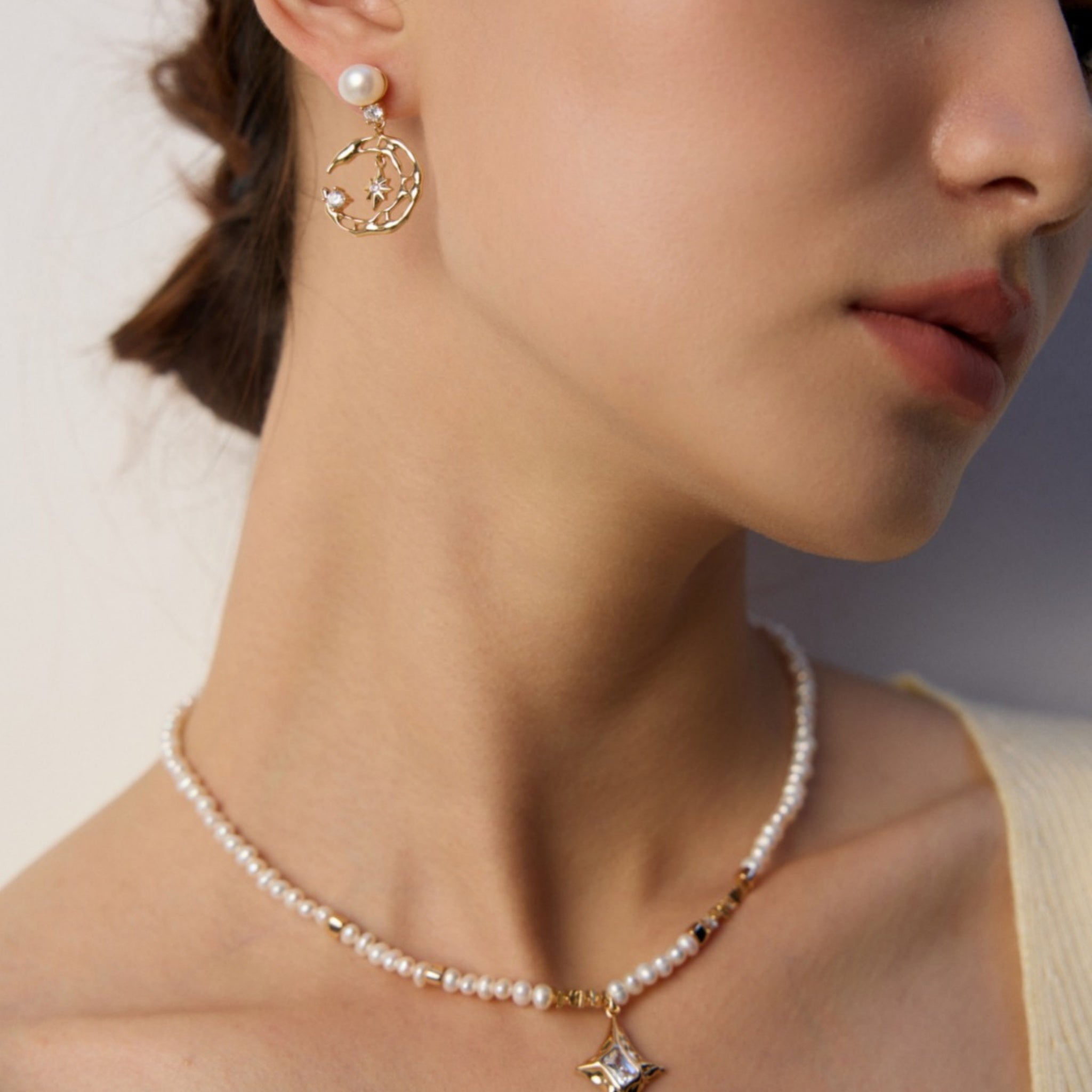 Celestial Natural Pearl Earrings for Summer Fresh Everyday Vintage Look-2