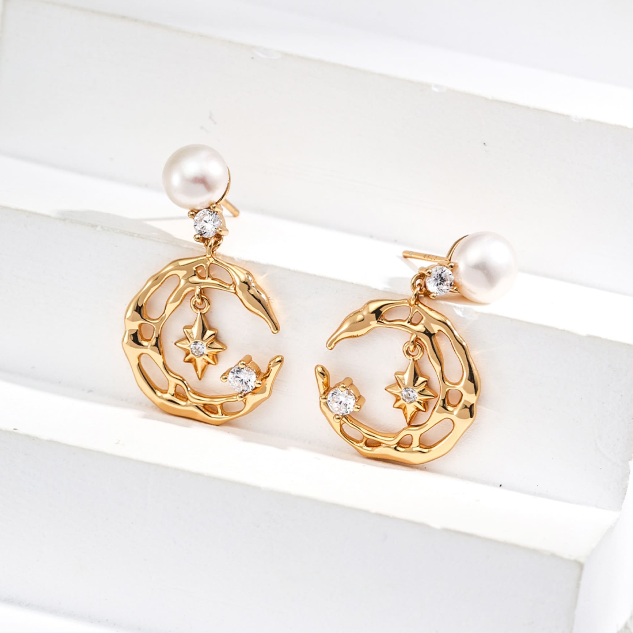 Celestial Natural Pearl Earrings for Summer Fresh Everyday Vintage Look-3