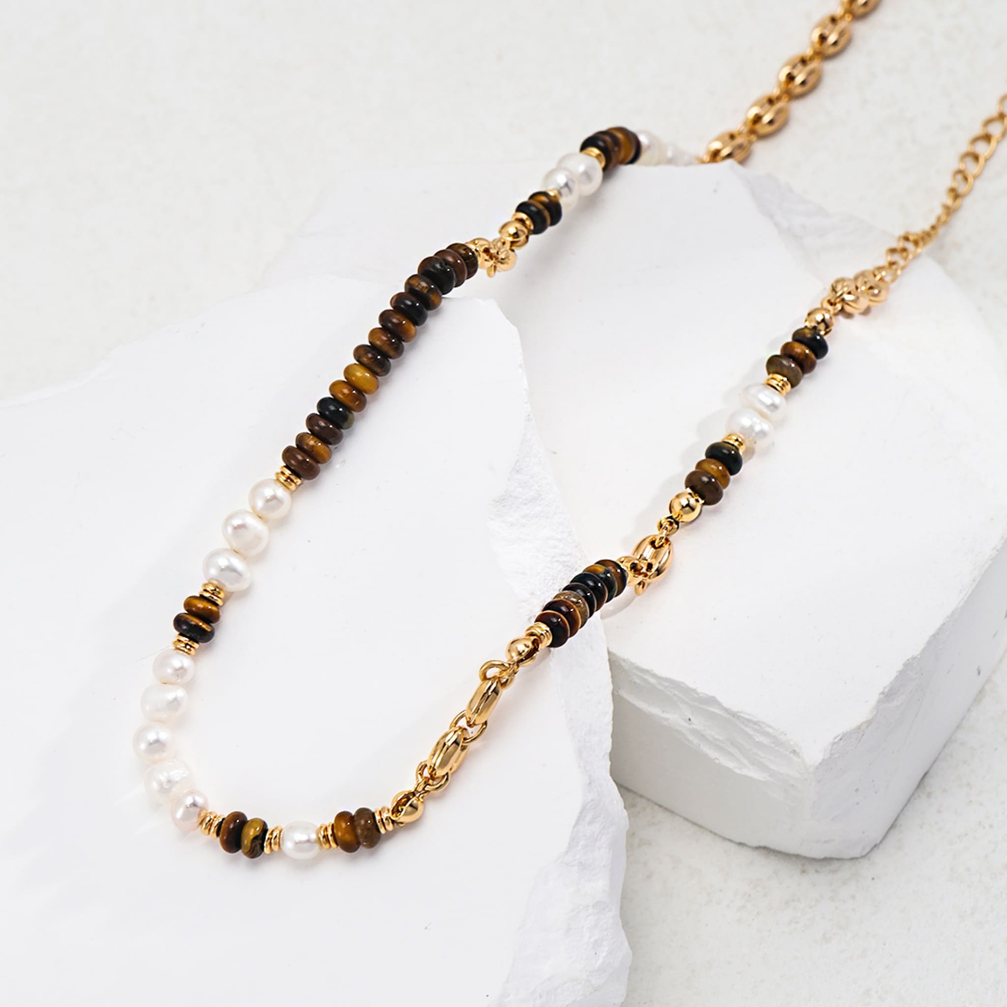 Tiger's Eye & Natural Pearl Necklace