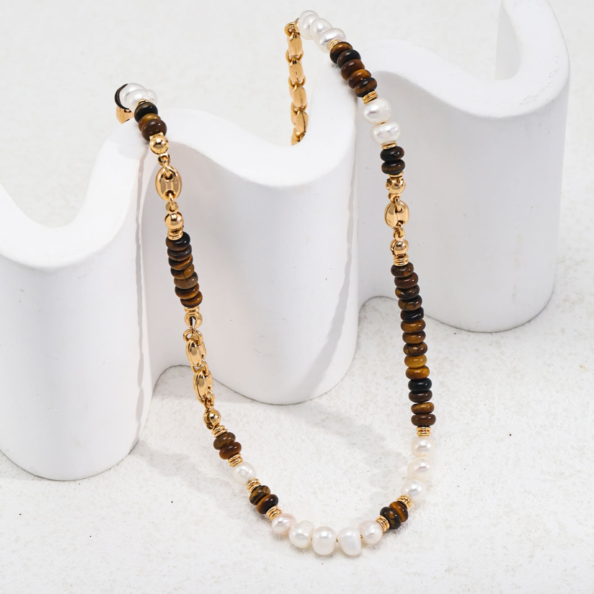 Tiger's Eye & Natural Pearl Necklace