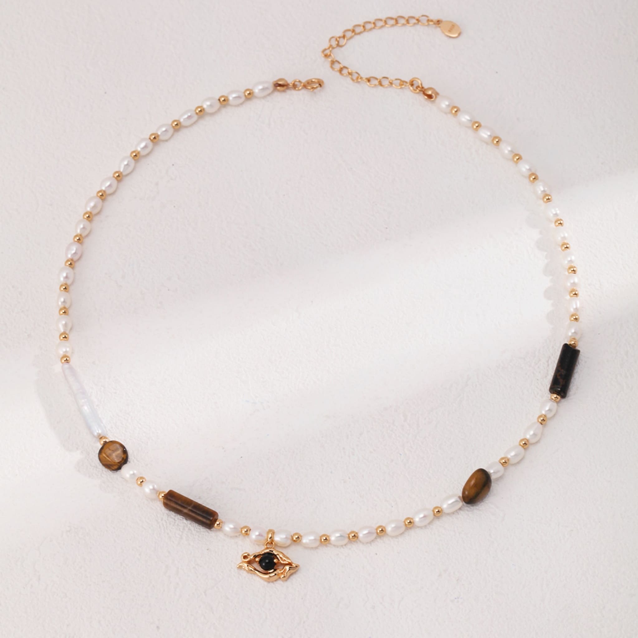 Tiger's Eye Pearl Earrings/Necklace Set