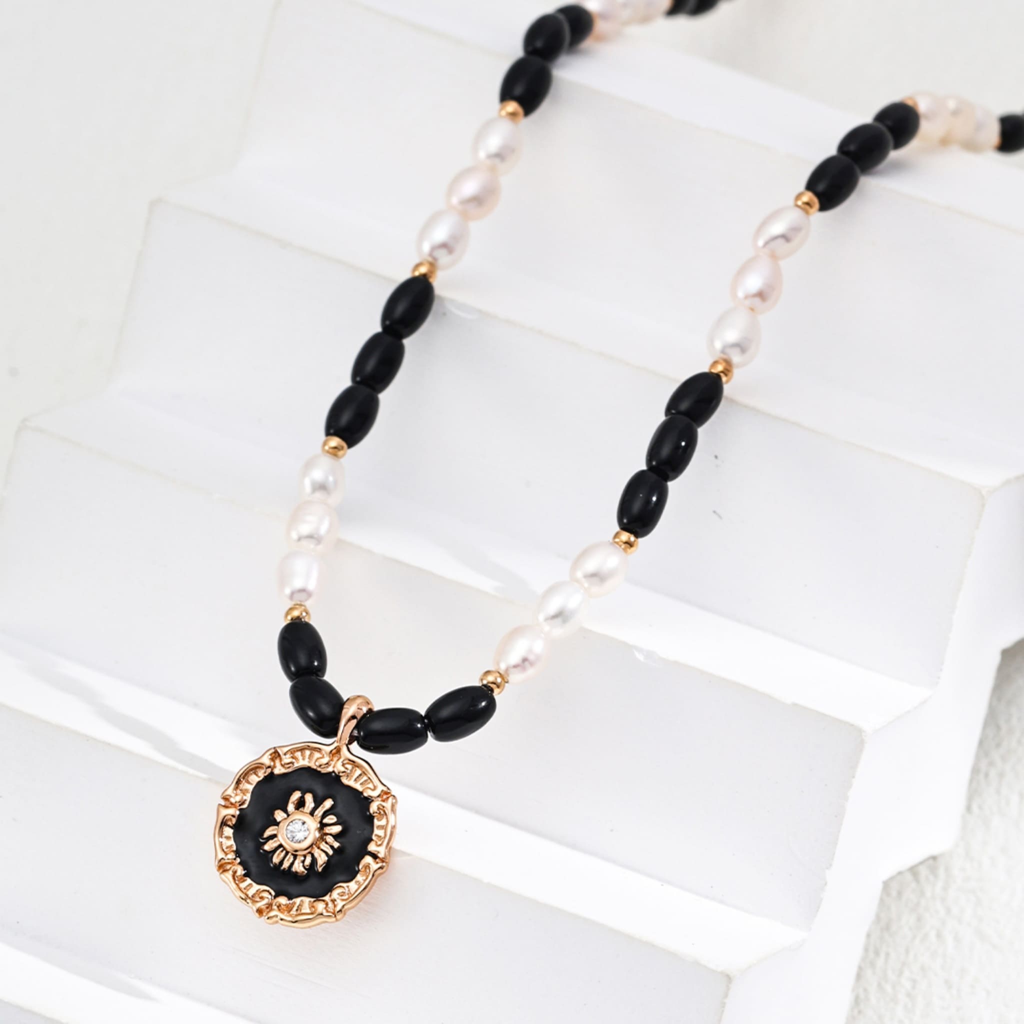 Pearl Black Onyx Necklace