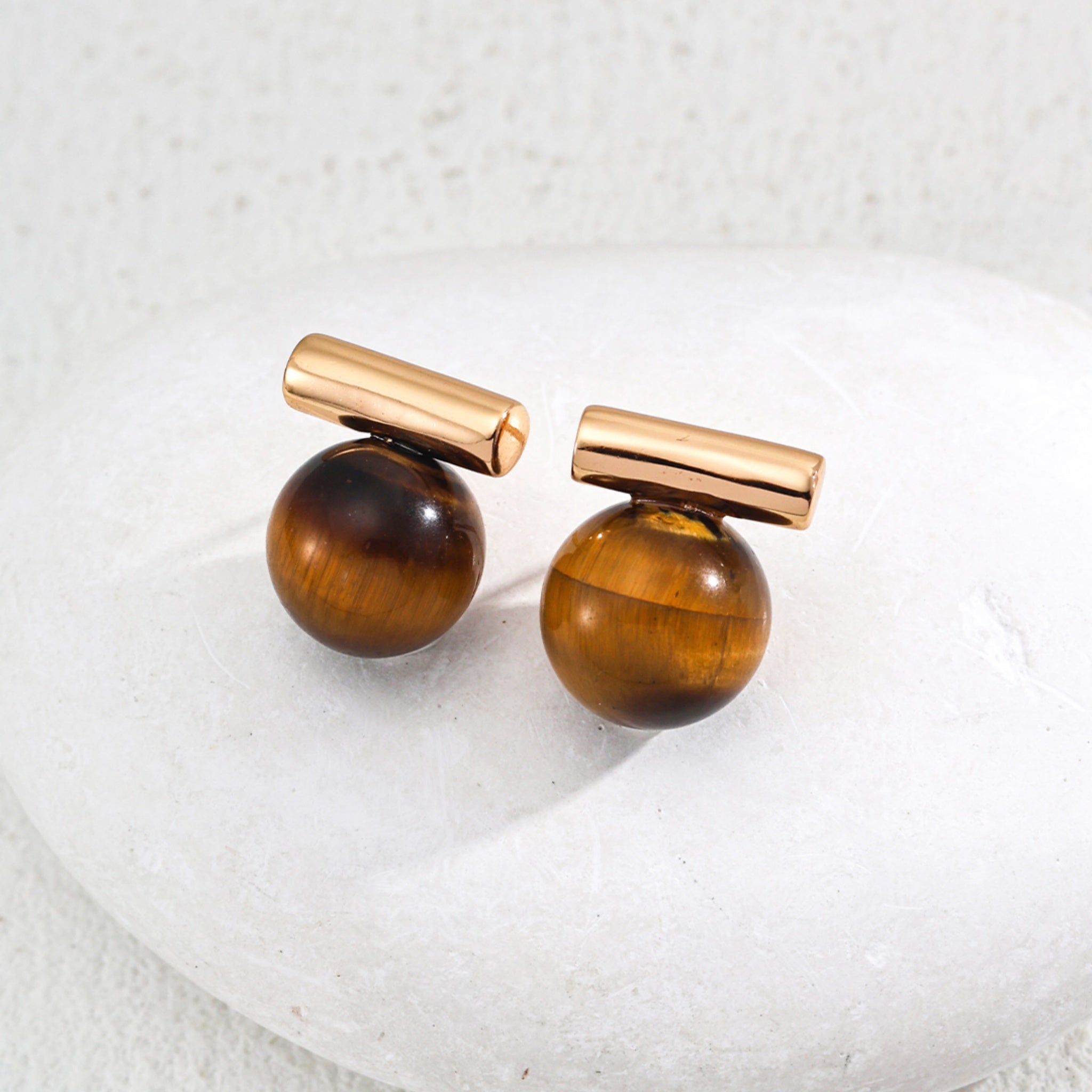 Tiger's Eye and Onyx Earrings