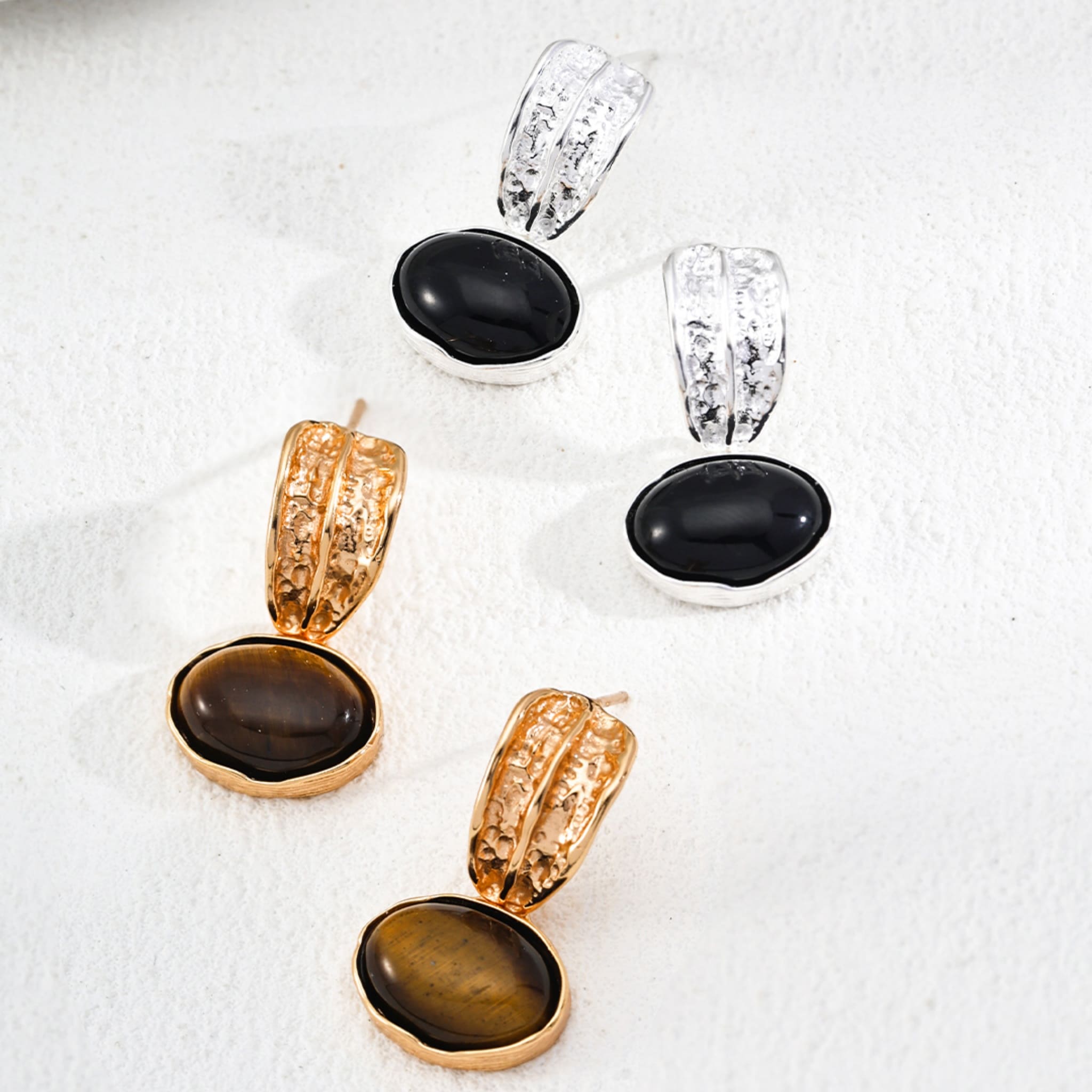 Black Onyx / Tiger's Eye Earrings