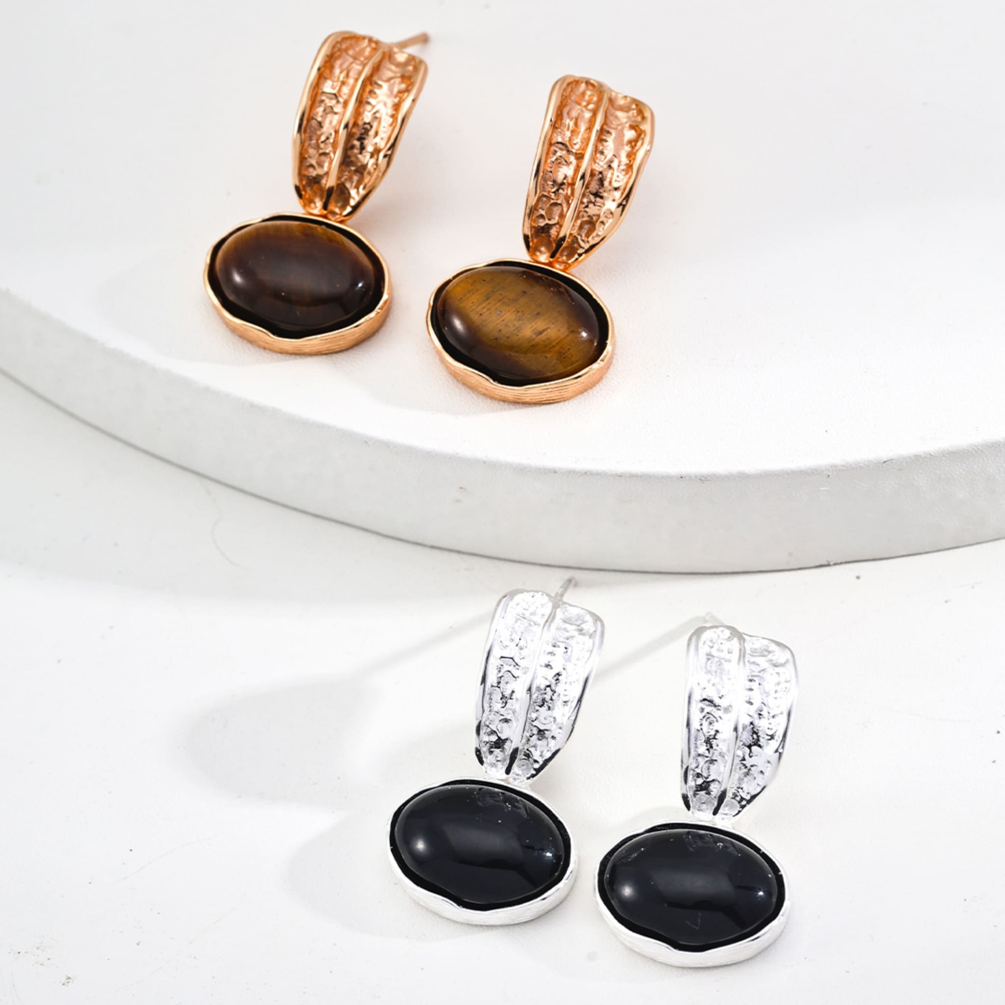 Black Onyx / Tiger's Eye Earrings