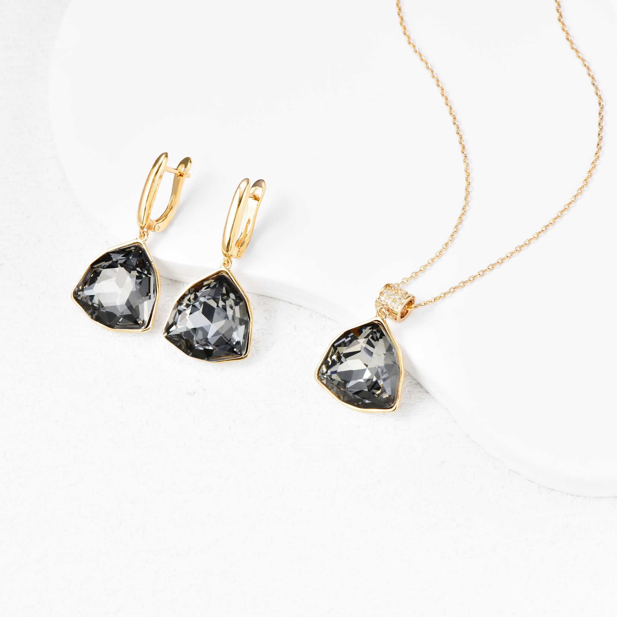 Elegant Austrian Crystal Necklace and Earrings Set Gift for Her Birthday-1