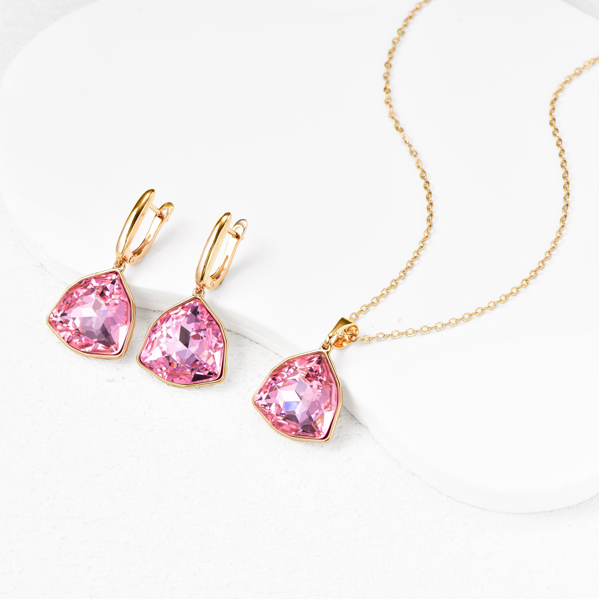 Elegant Austrian Crystal Necklace and Earrings Set Gift for Her Birthday-3