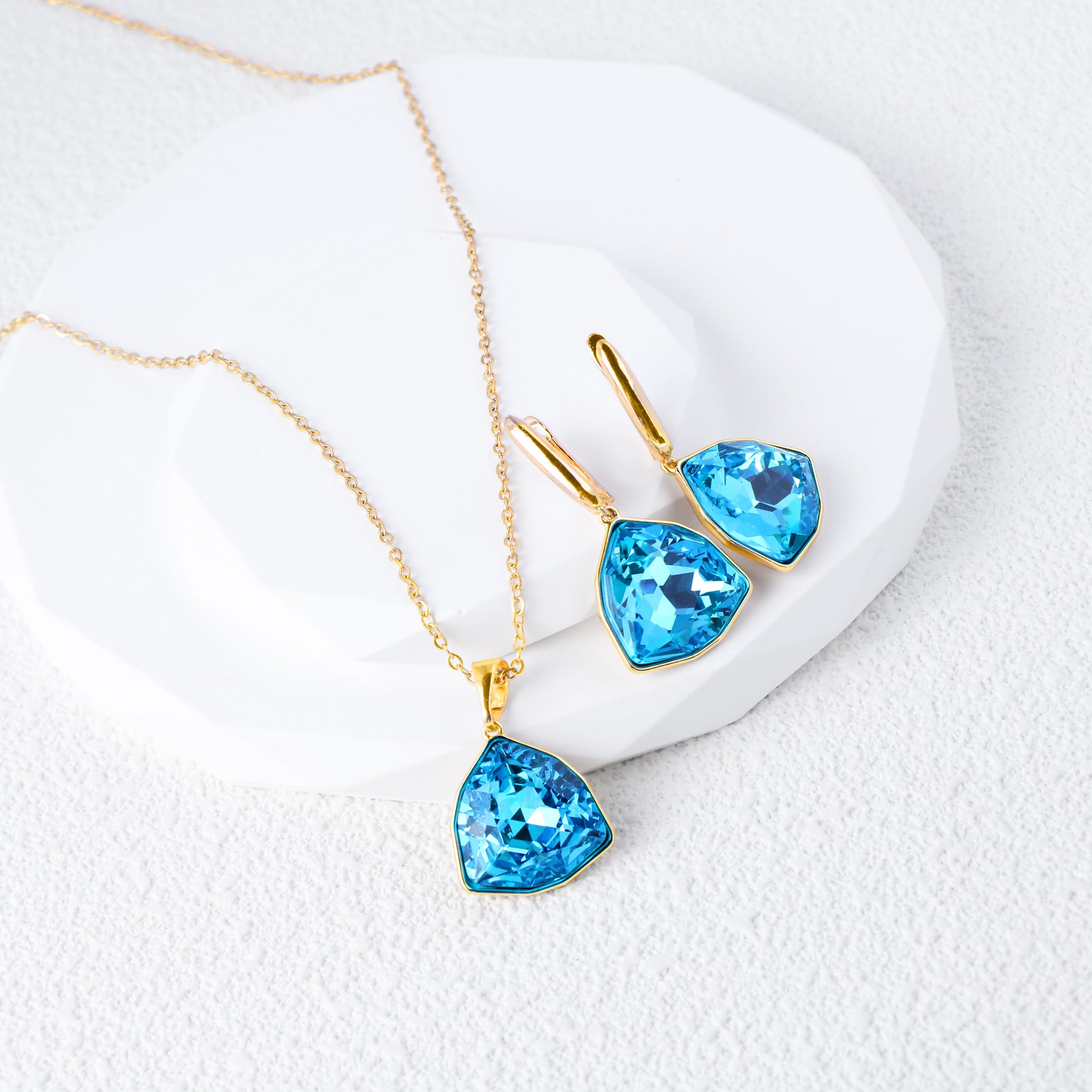 Elegant Austrian Crystal Necklace and Earrings Set Gift for Her Birthday-4