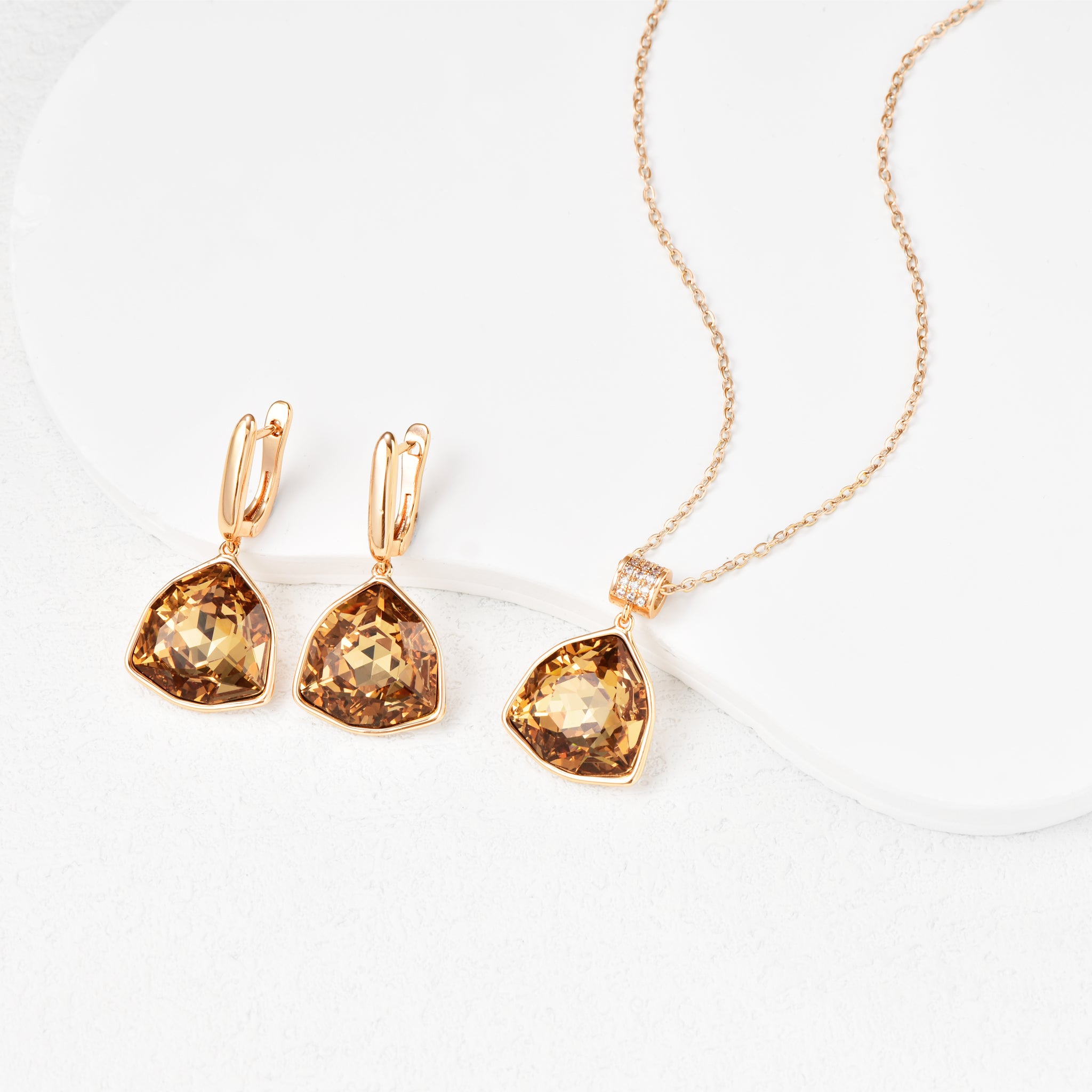 Elegant Austrian Crystal Necklace and Earrings Set Gift for Her Birthday-6