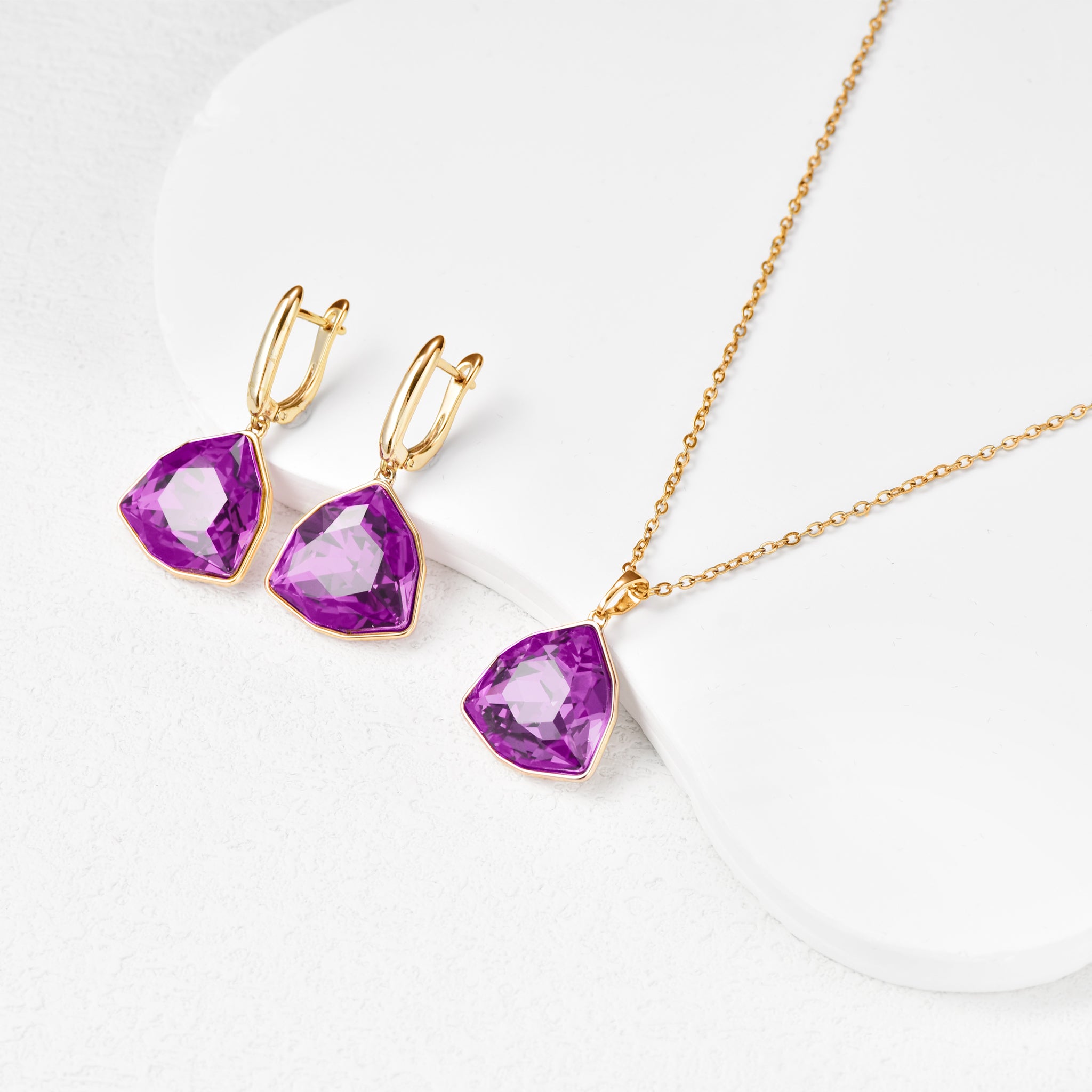 Elegant Austrian Crystal Necklace and Earrings Set Gift for Her Birthday-7