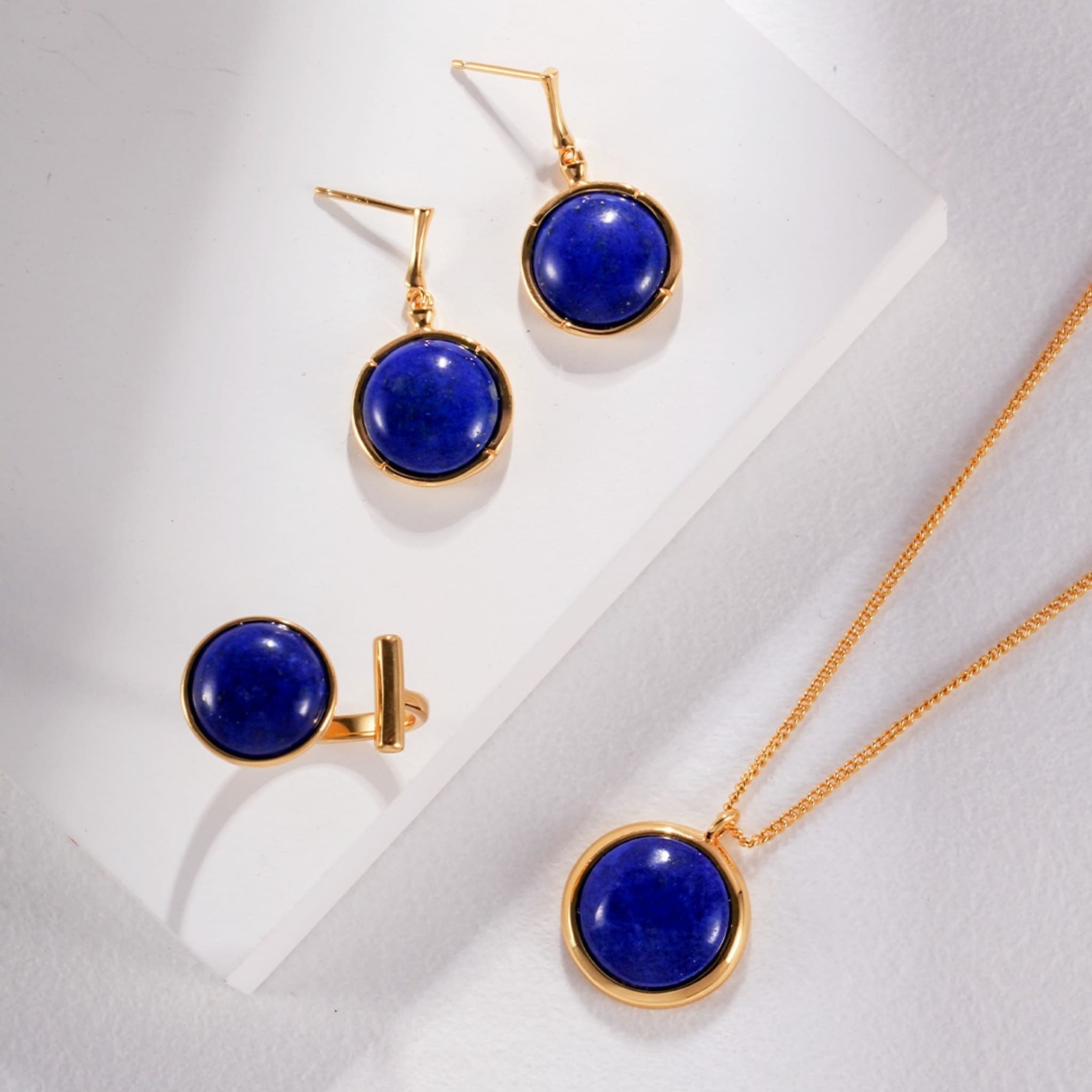Elegant Lapis Lazuli Jewelry Set Gold Plated Gift for Her Special Moments-1