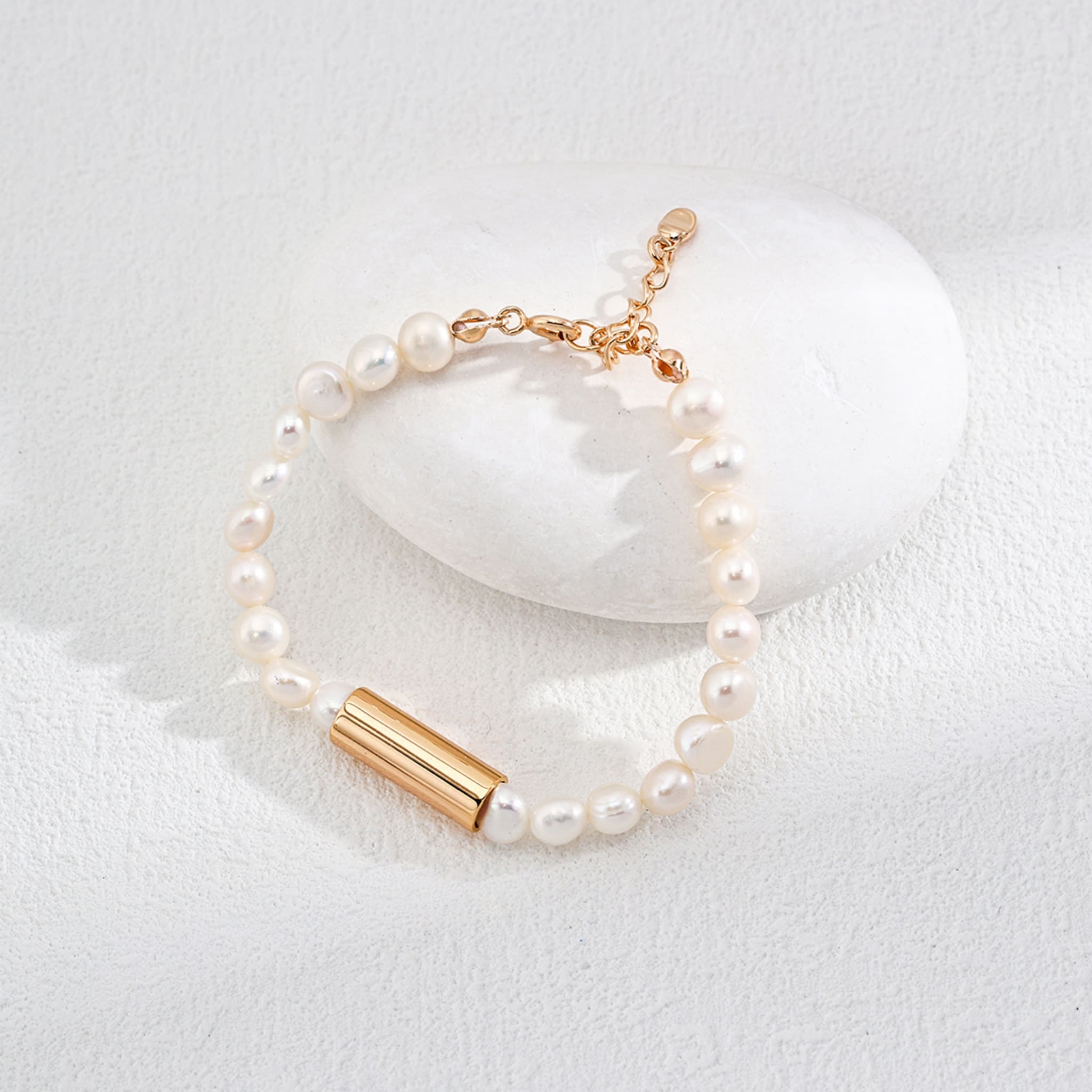 Elegant Natural Pearl Bracelet for Women 18K Gold Plated Sterling Silver-1