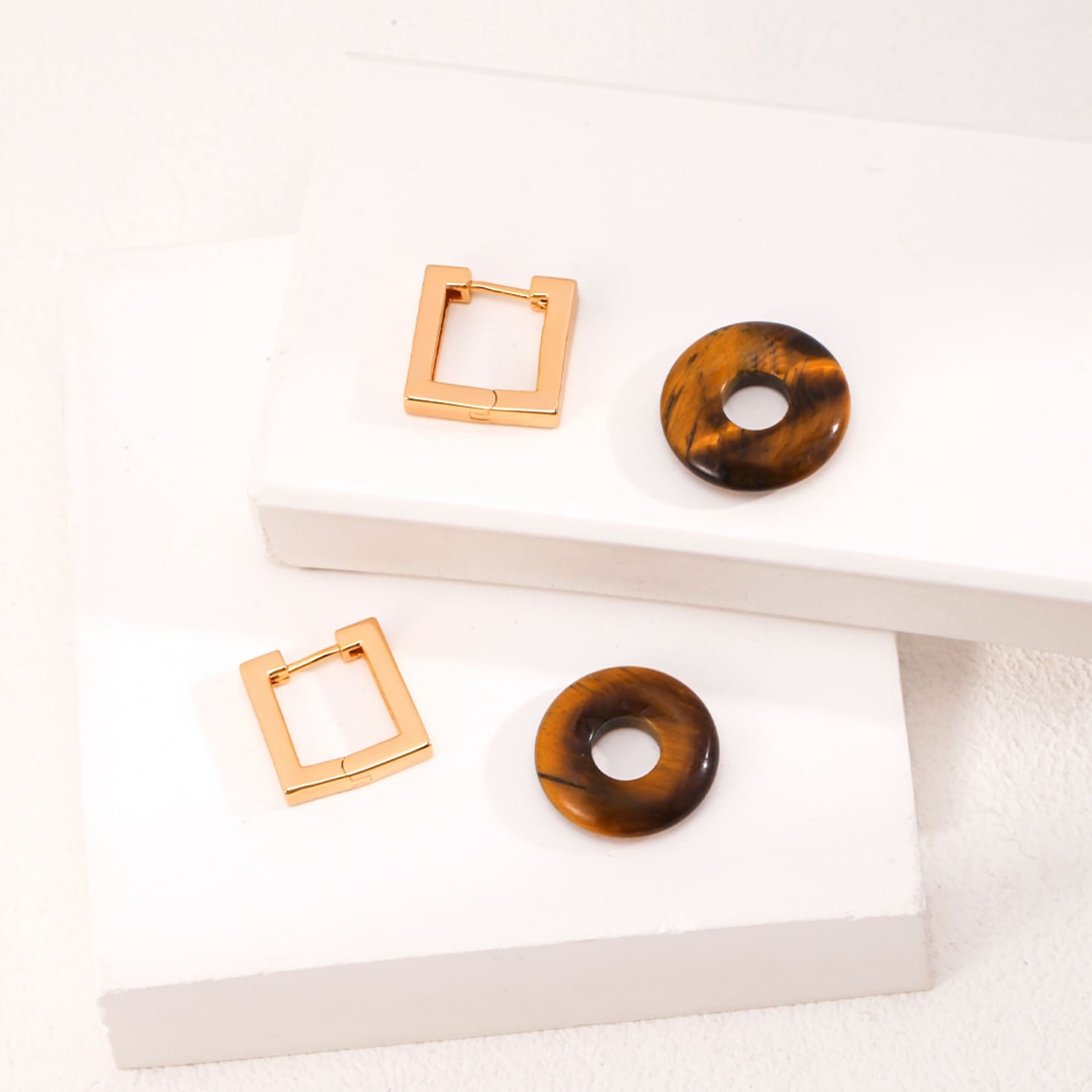 Elegant Tigers Eye Necklace and Earring Set Sterling Silver 18K Gold Plated Timeless Gift for Women-5