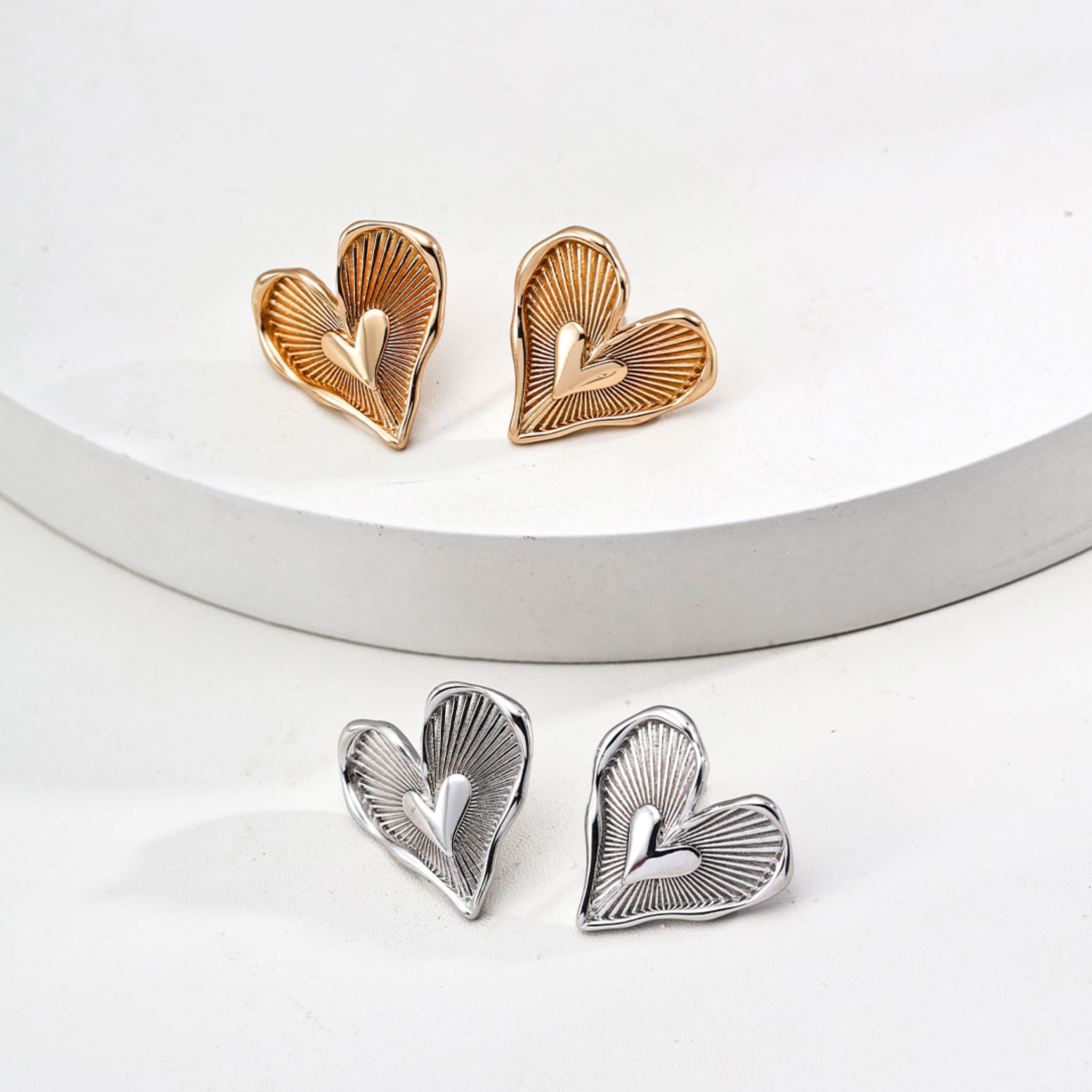 Eternal Heart 18K Gold Plated Sterling Silver Stud Earrings for Love-1