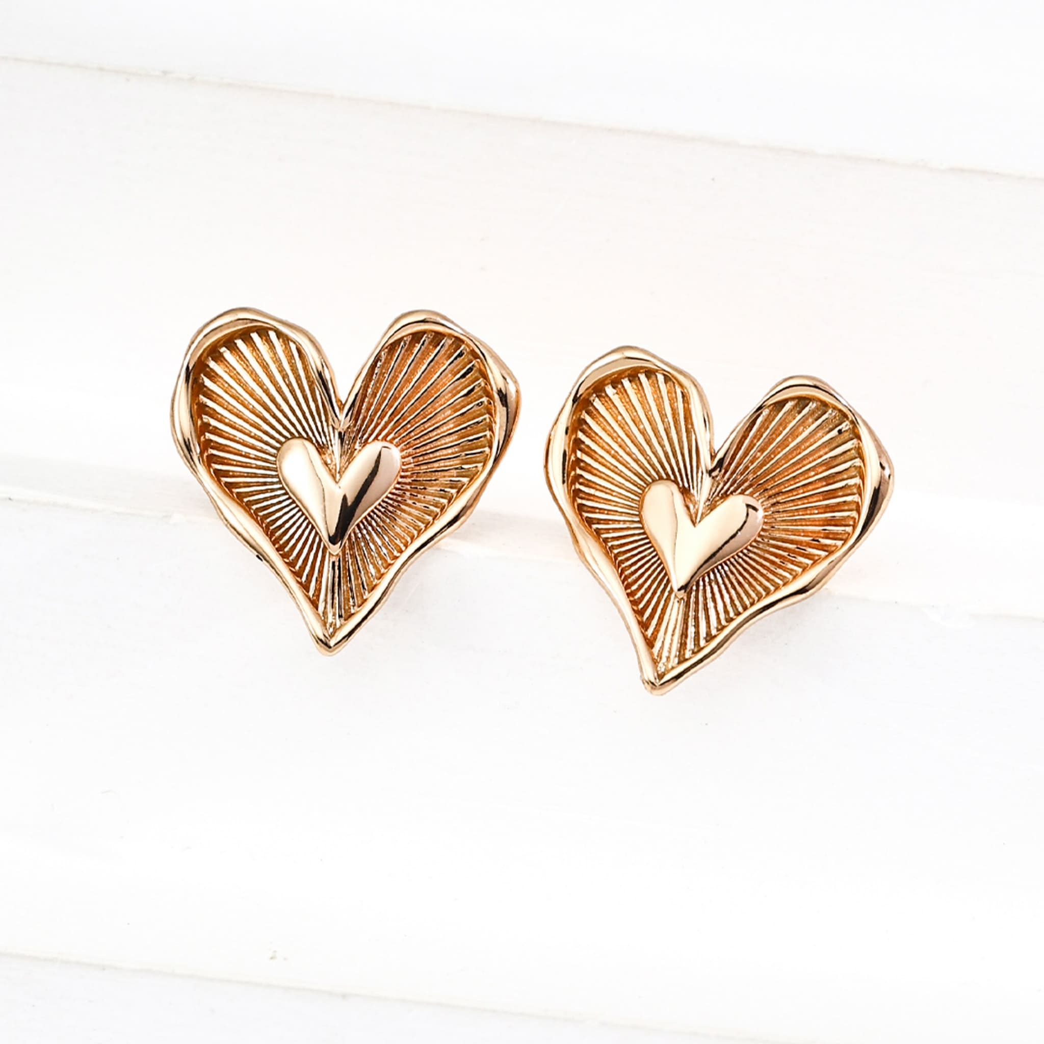 Eternal Heart 18K Gold Plated Sterling Silver Stud Earrings for Love-2