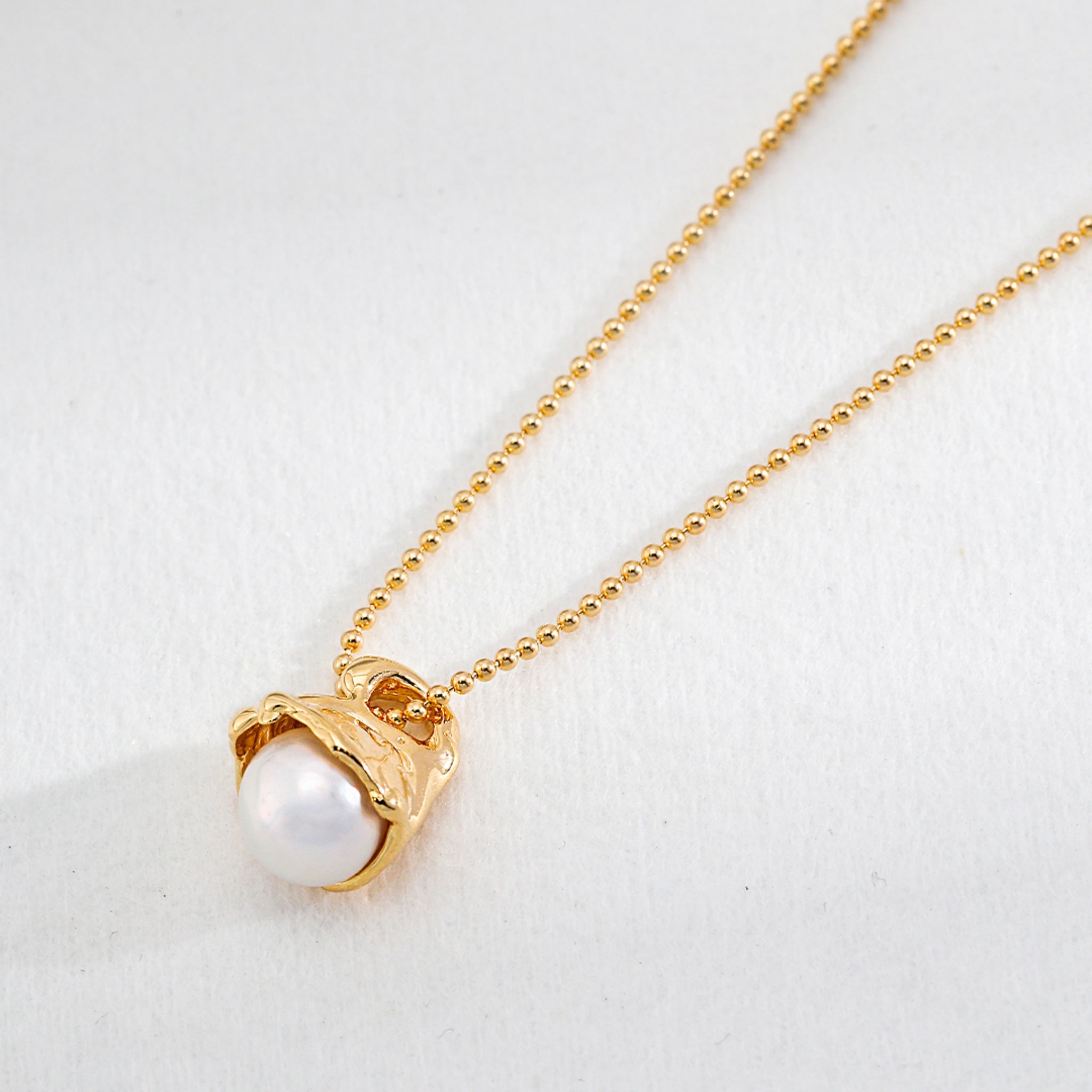 Gold Tone Necklace with Natural Pearl Pendant Perfect for Casual and Evening-1