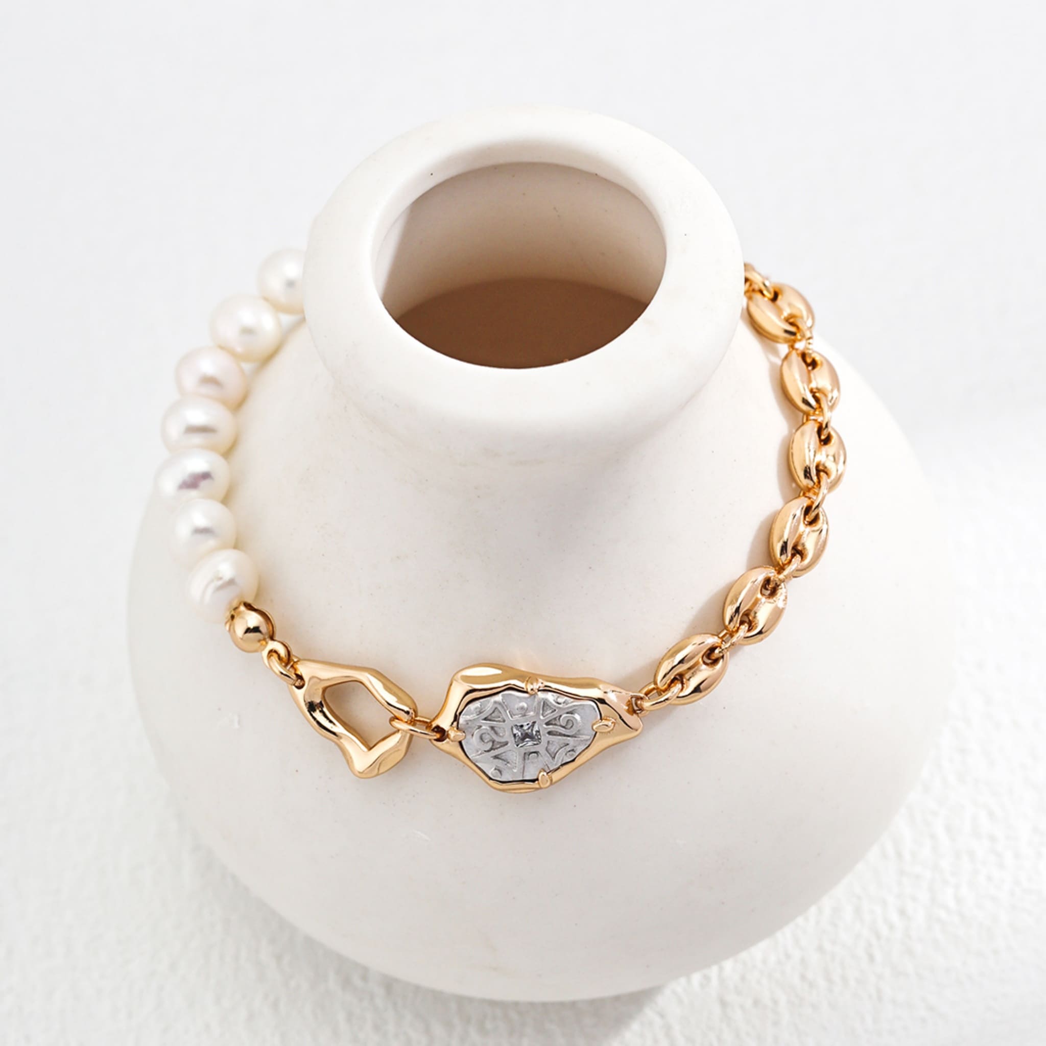 Golden Pearl Bracelet Birthday Gift Elegant Vintage Gold Zircon Jewelry-3
