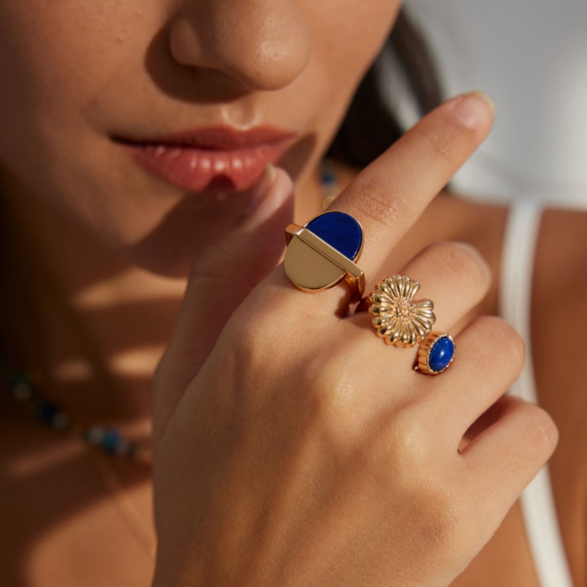 Gold-Plated Lapis Ring