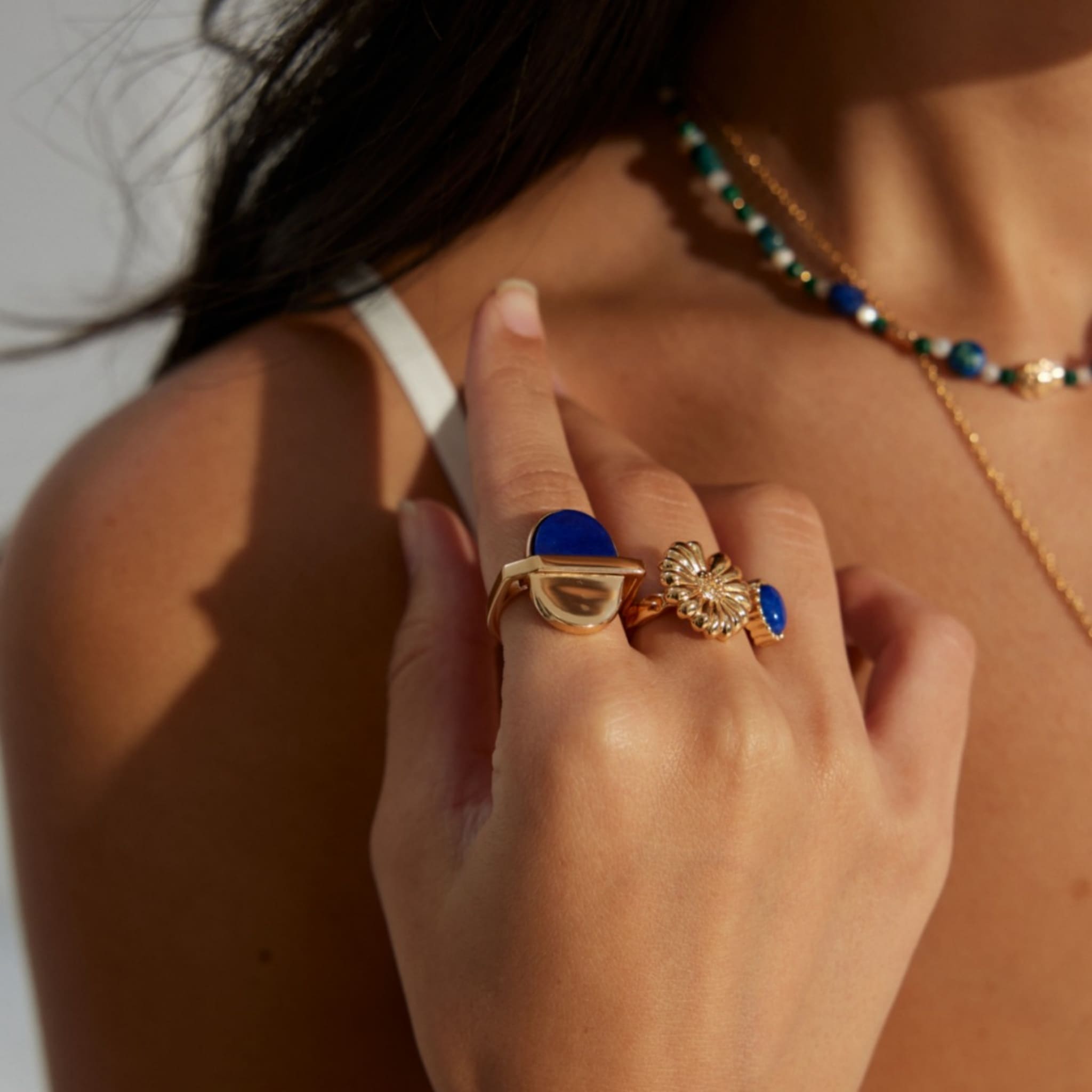 Gold-Plated Lapis Ring