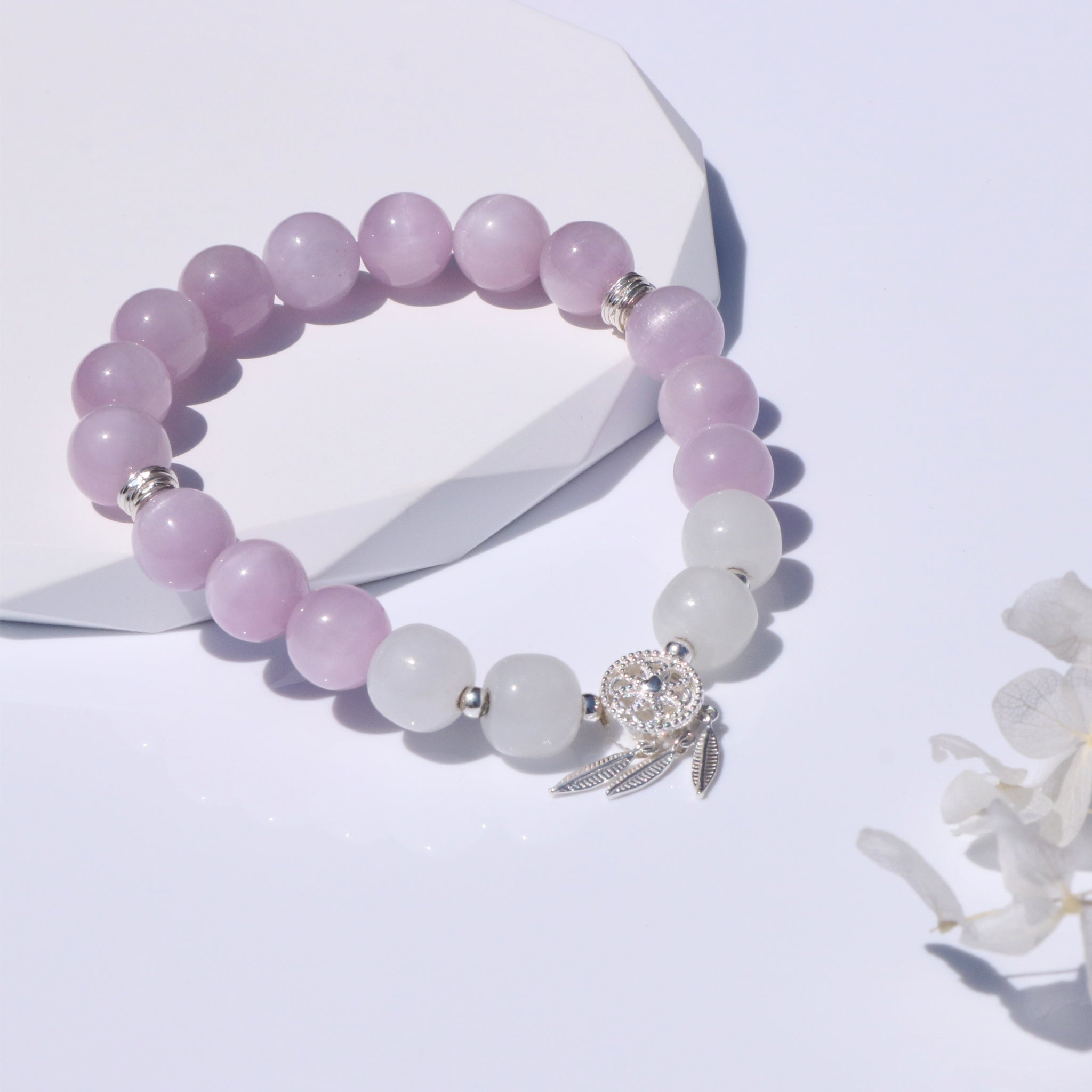 Limited Edition Natural Kunzite & Nephrite Healing Bracelet – 925 Silver
-1