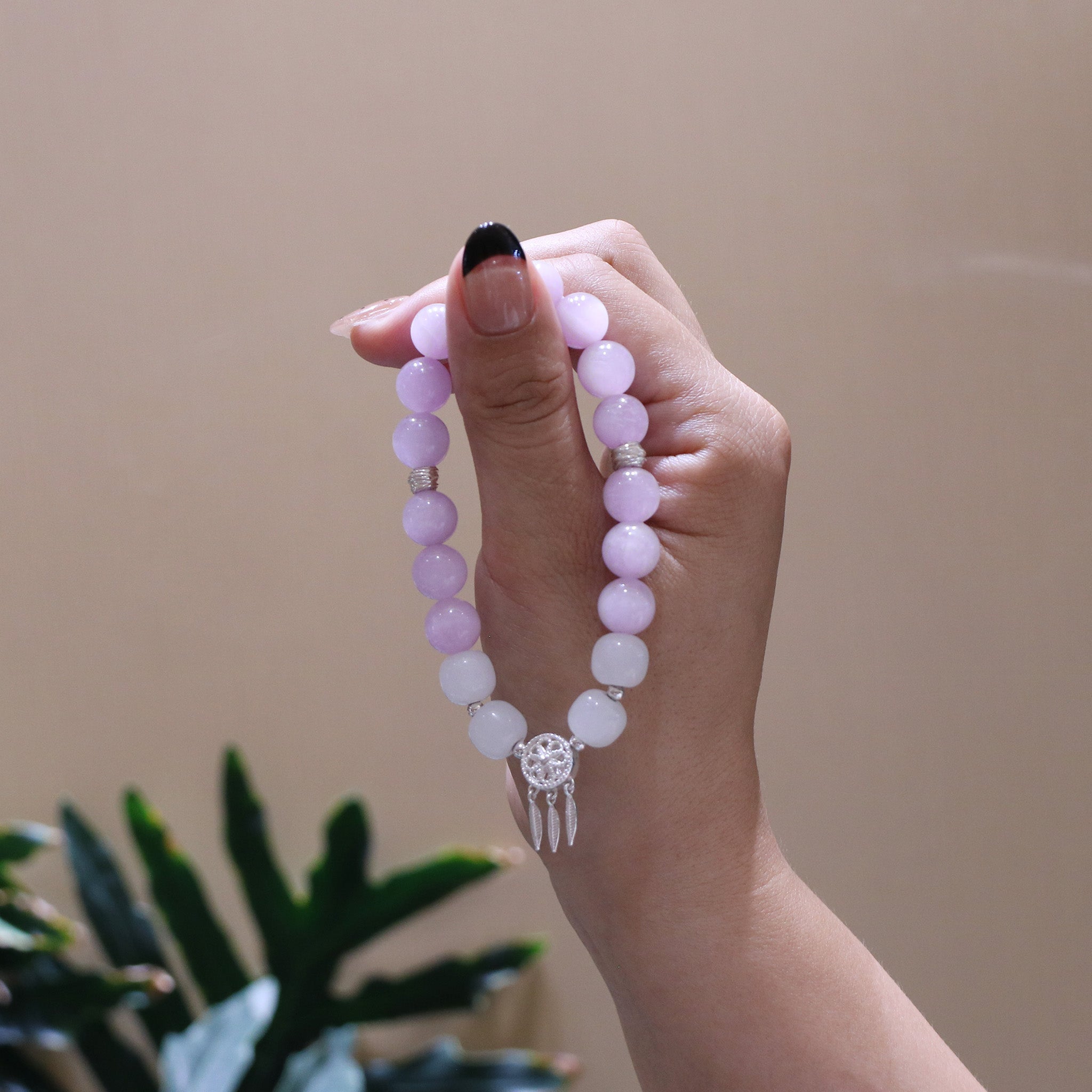 Limited Edition Natural Kunzite & Nephrite Healing Bracelet – 925 Silver
-2