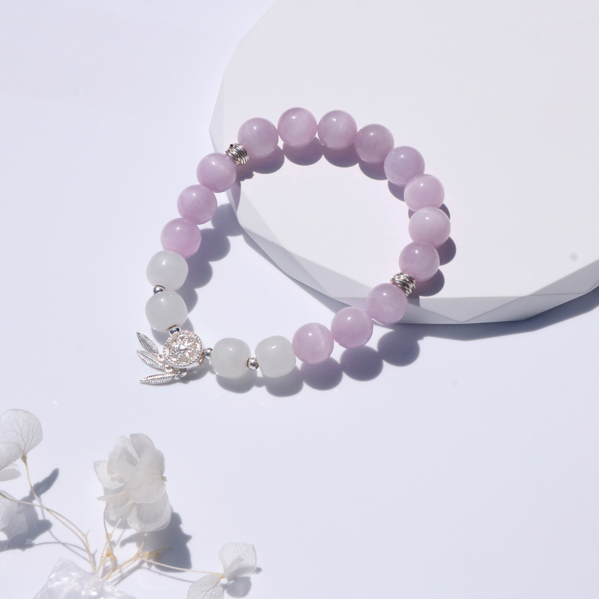 Limited Edition Natural Kunzite & Nephrite Healing Bracelet – 925 Silver
-3