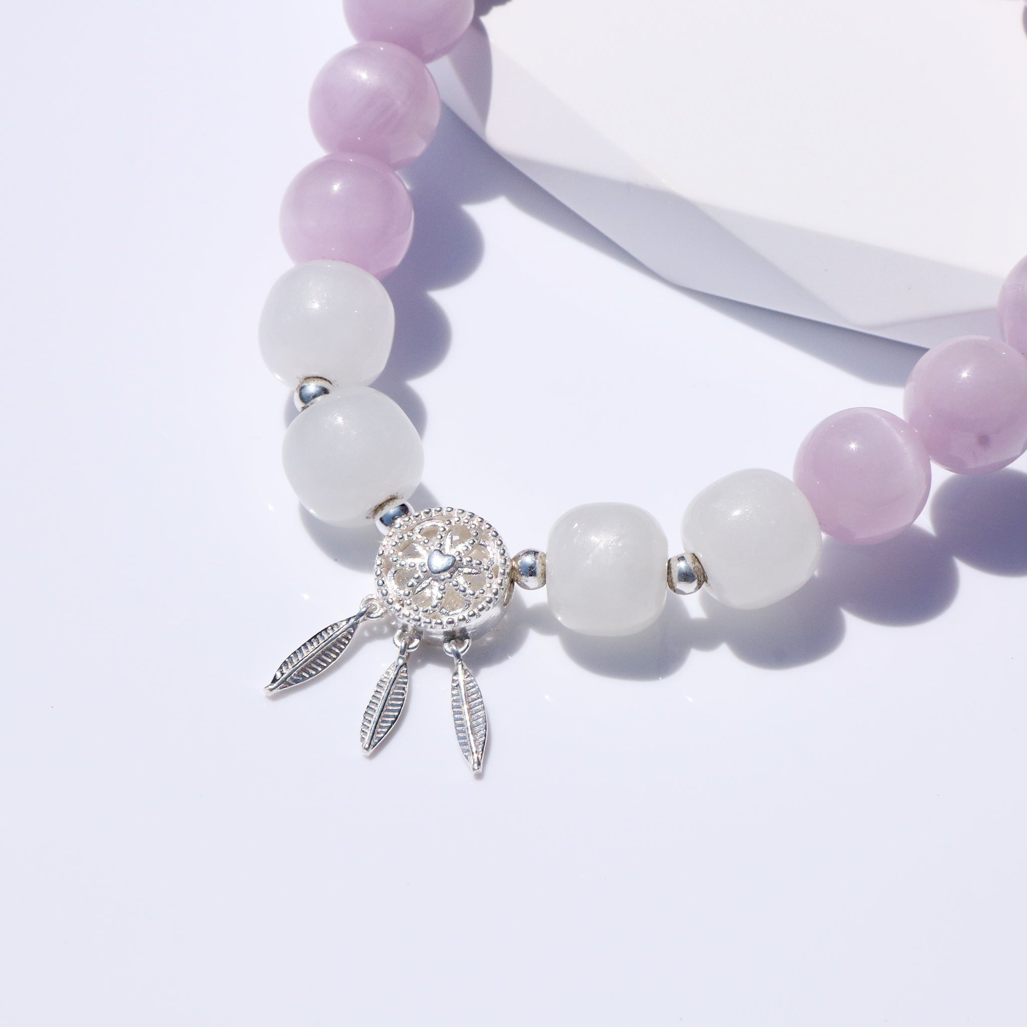 Limited Edition Natural Kunzite & Nephrite Healing Bracelet – 925 Silver
-5