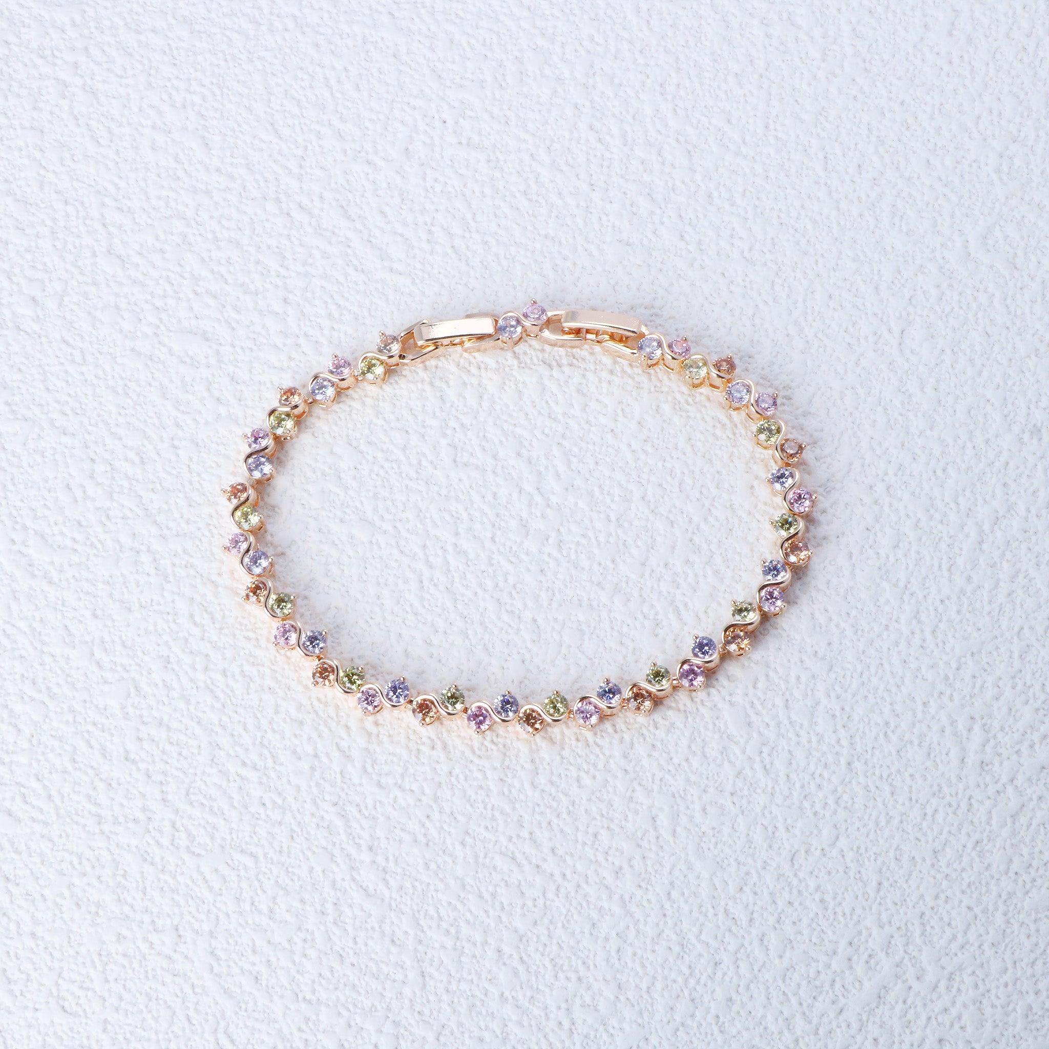 Minimalist Colored Zircon Bracelet Hypoallergenic Alloy Lightweight Jewelry-1